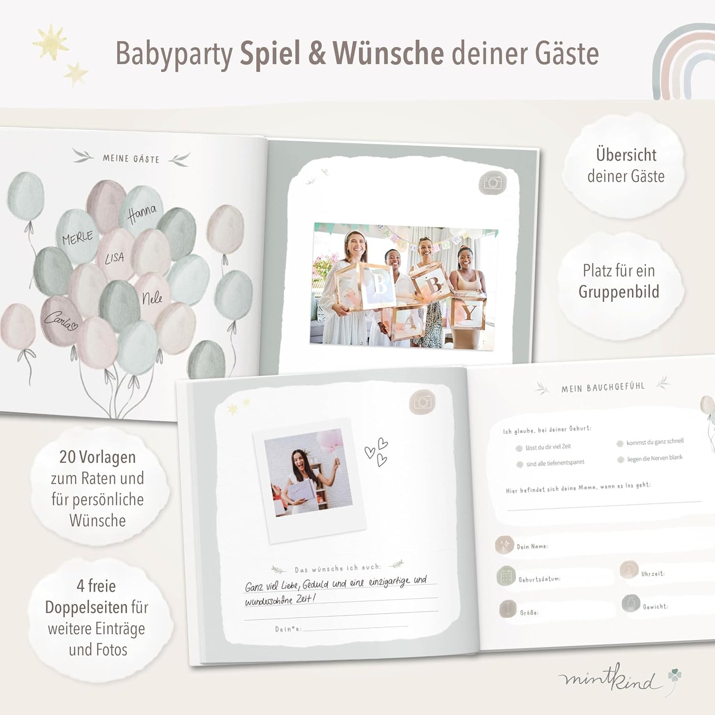 Gästebuch meine Babyparty, Babyparty Beige