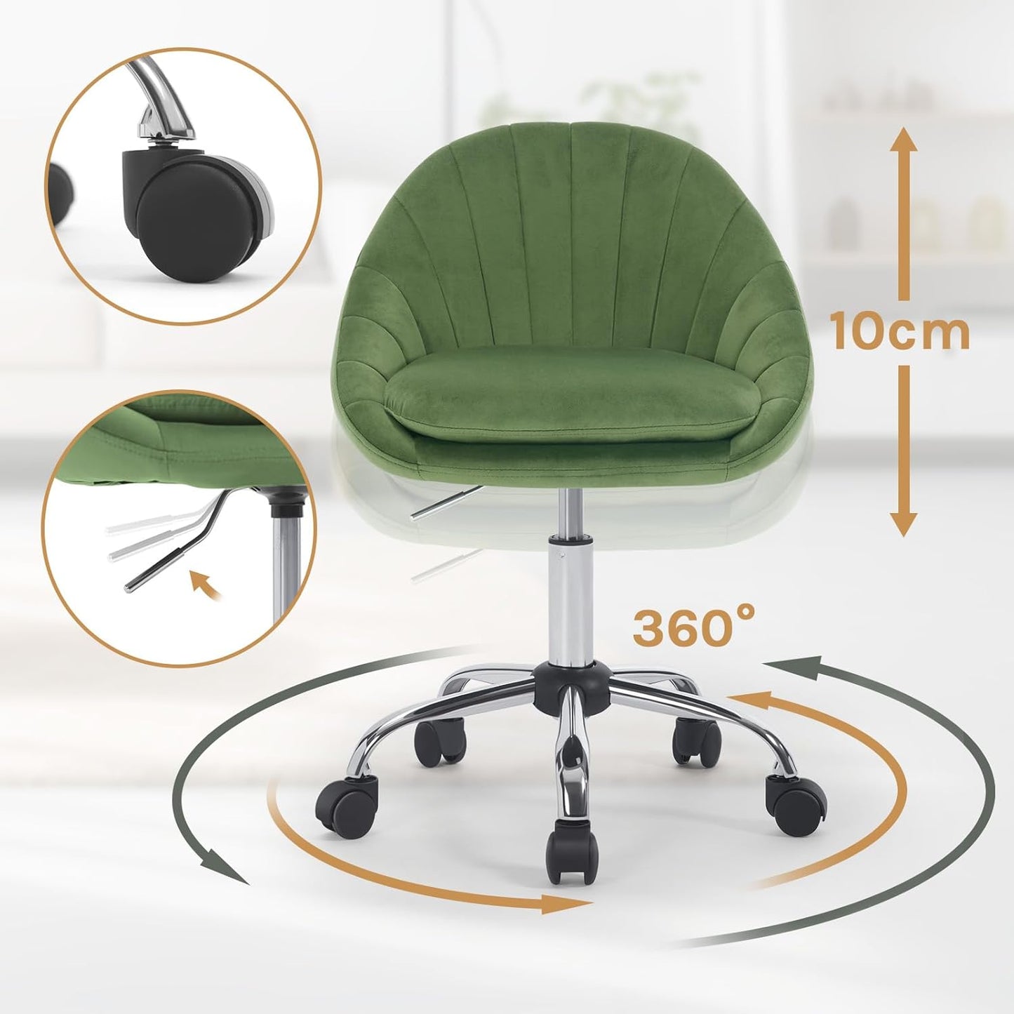 Ergonomischer Drehstuhl, Grün Samt