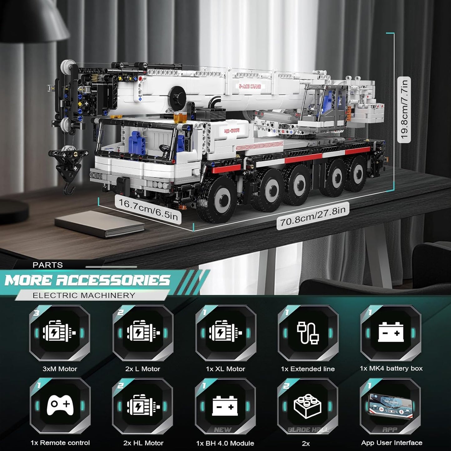 Technik Kran Modellbausatz mit Fernbedienung, WX17075