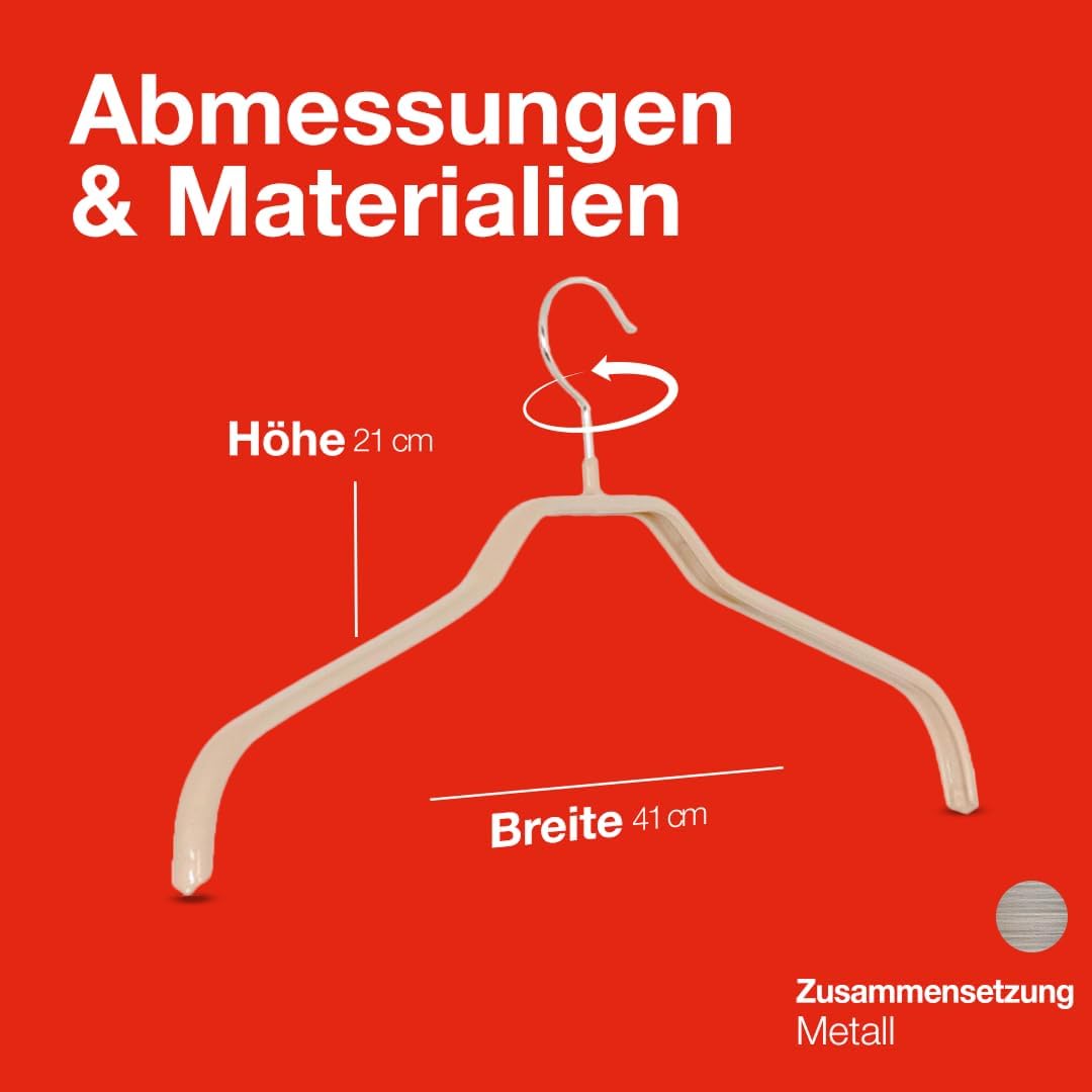 Platzsparende Antirutsch-Kleiderbügel (10 Stück, drehbar), 41 cm Latte - 10 Stück