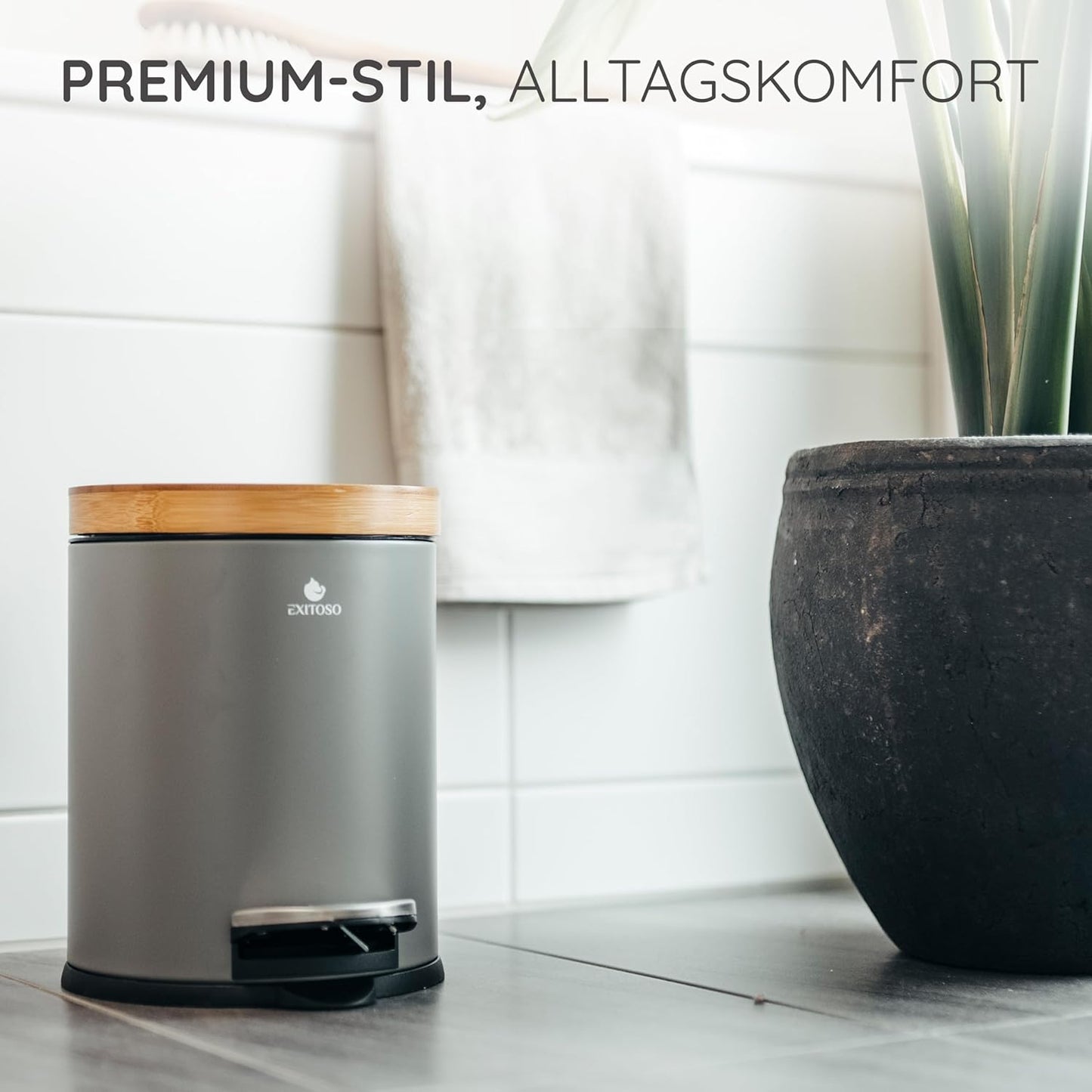 Tretmülleimer mit Softclose-Deckel, Grau