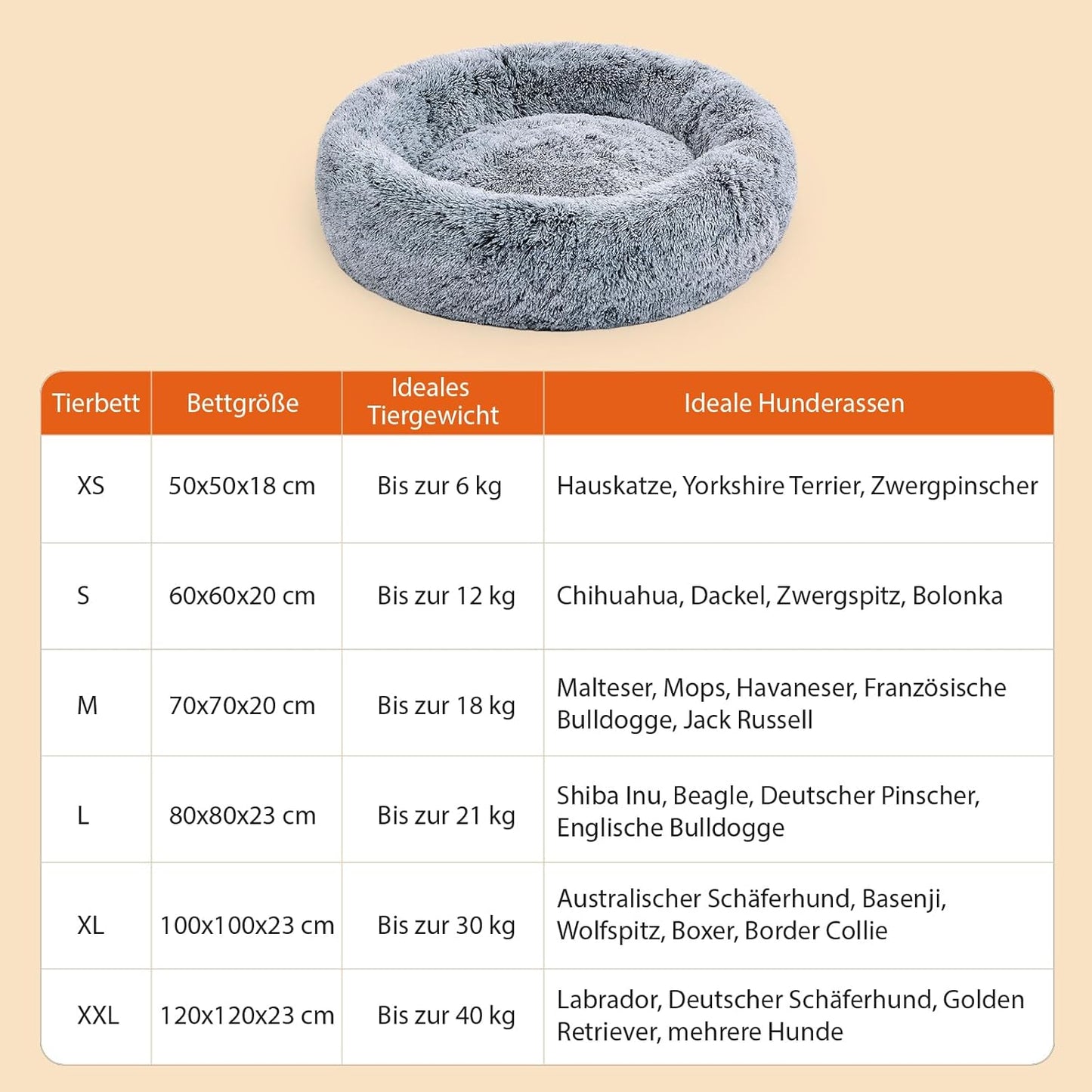 Waschbares Hunde- und Katzenbett, 70 CM Dunkelgrau