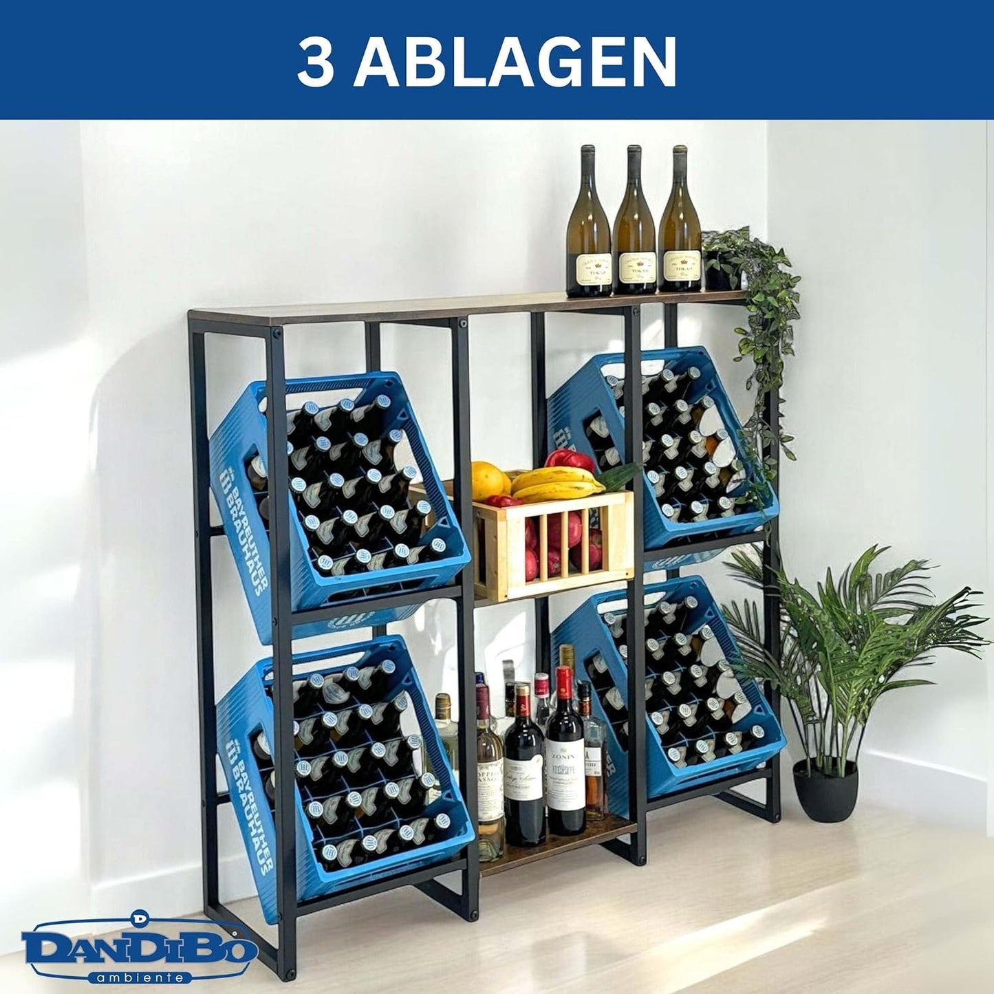 Getränkekistenregal mit Ablage für 4 Kisten