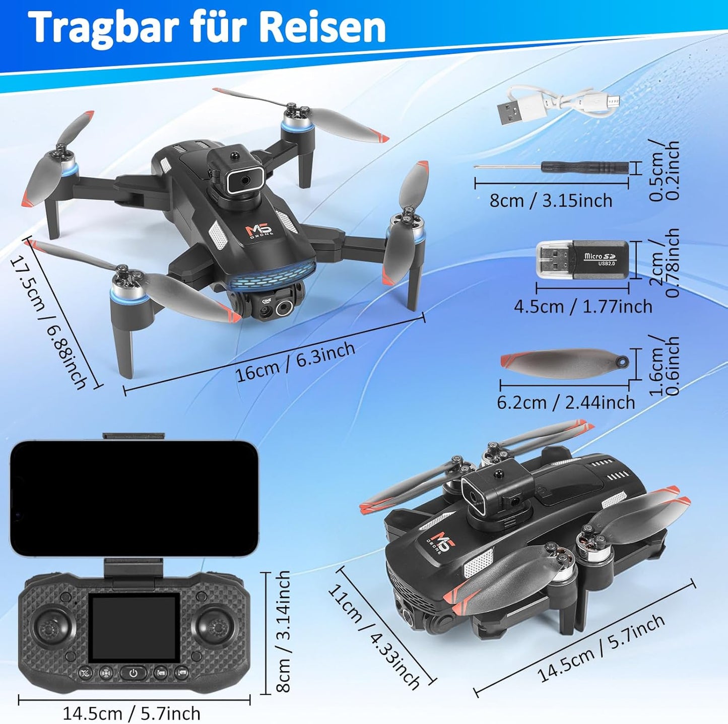 Faltbare FPV-Drohne, SchwarzM6