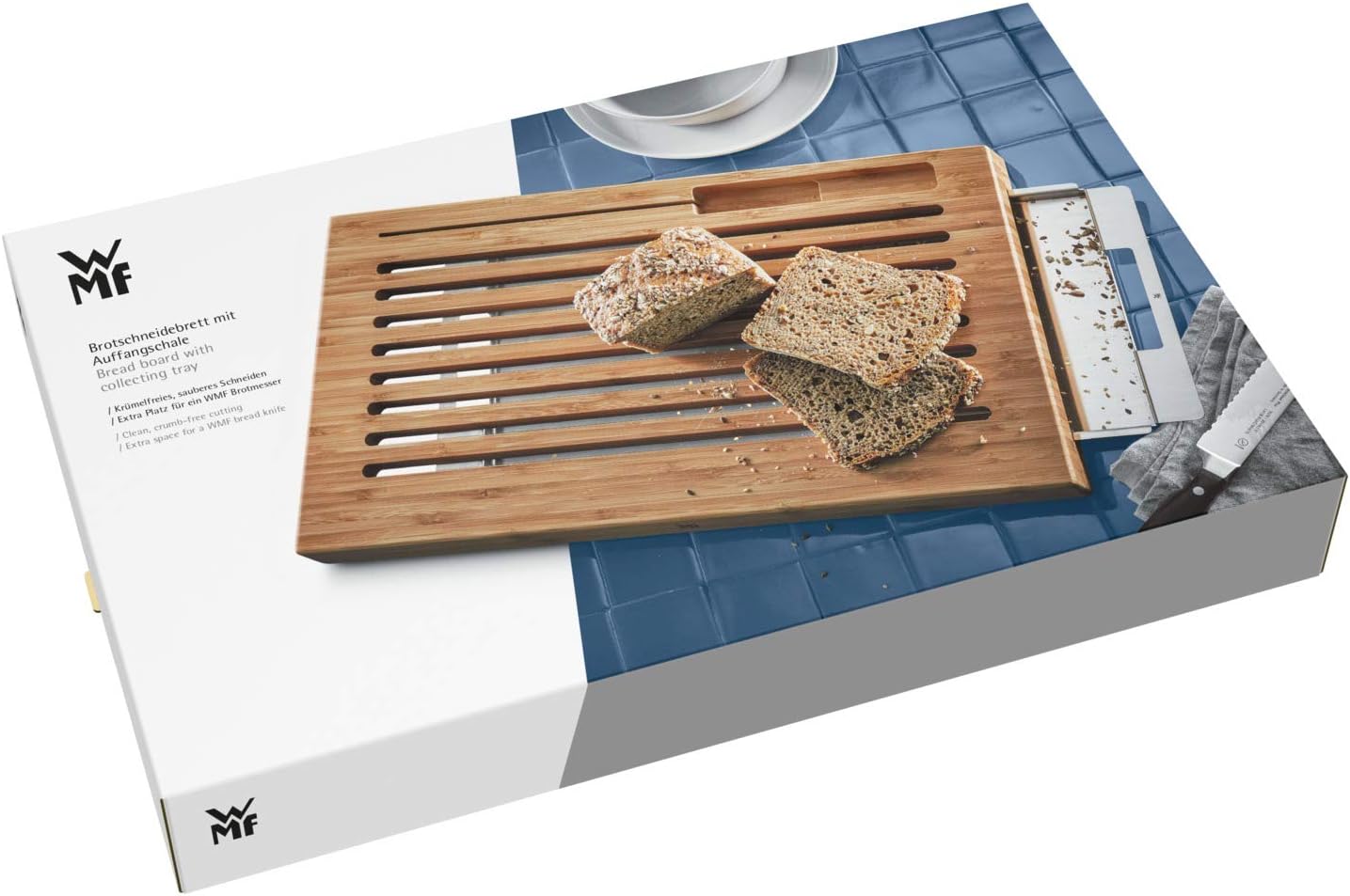Brotschneidebrett mit Krümelfang, 44 x 27 cm