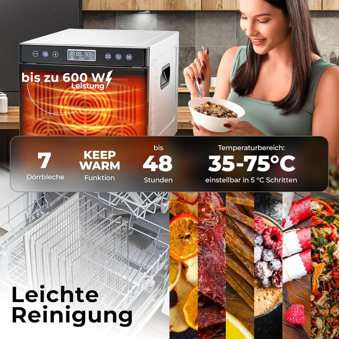 Dörrautomat mit 7 Etagen und Timer, C. 7 Etagen