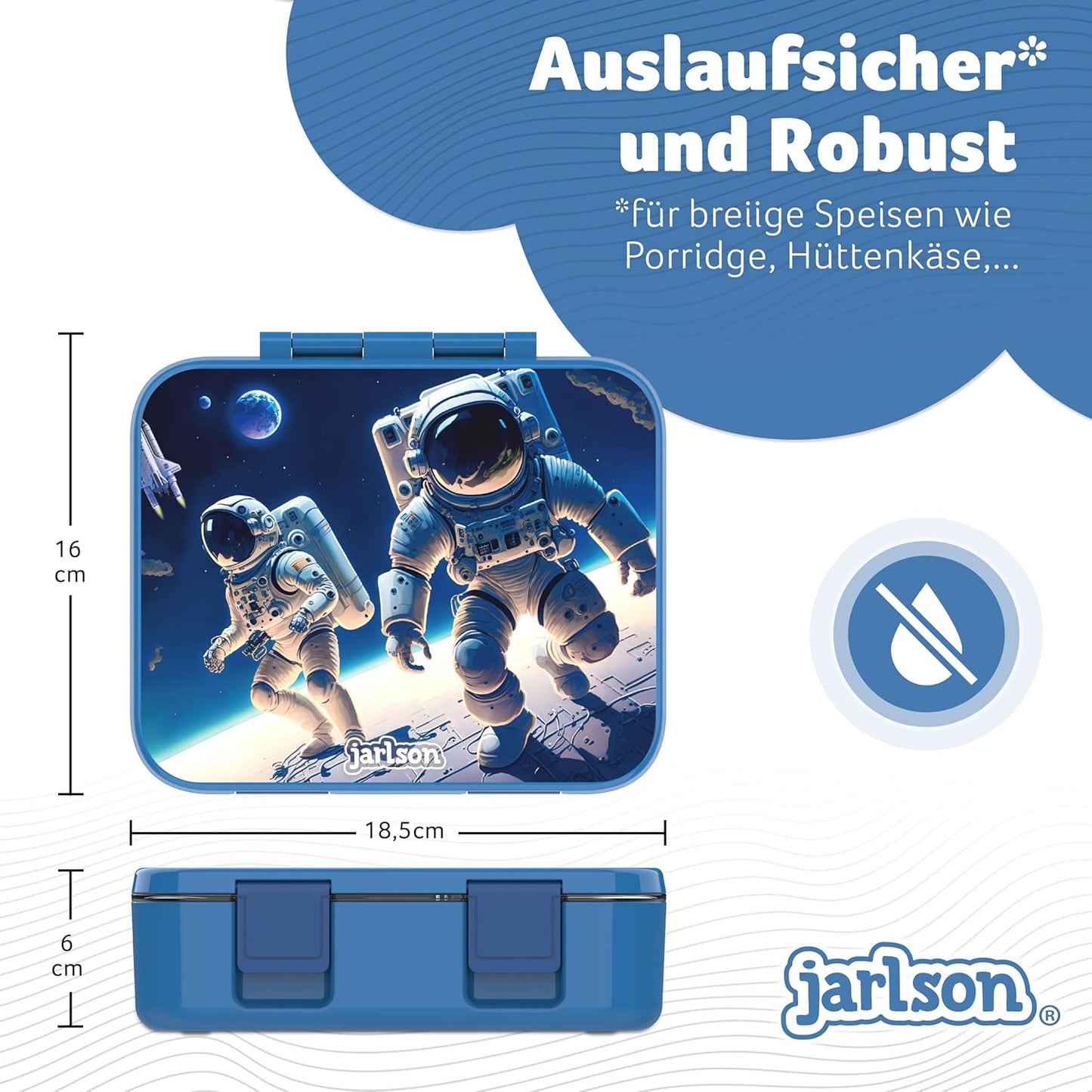 Kinder Bento Lunchbox mit Trennfächern, Astronaut Blau