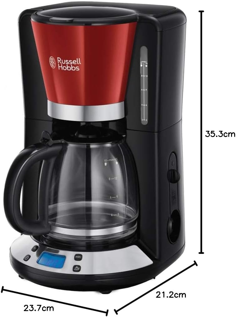Filterkaffeemaschine mit Timer & Brausekopf, Rot ; 1,25L
