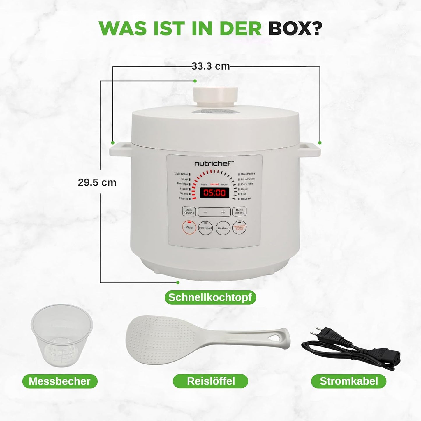 Multikocher mit 12 Programmen und LCD-Display, Weiss