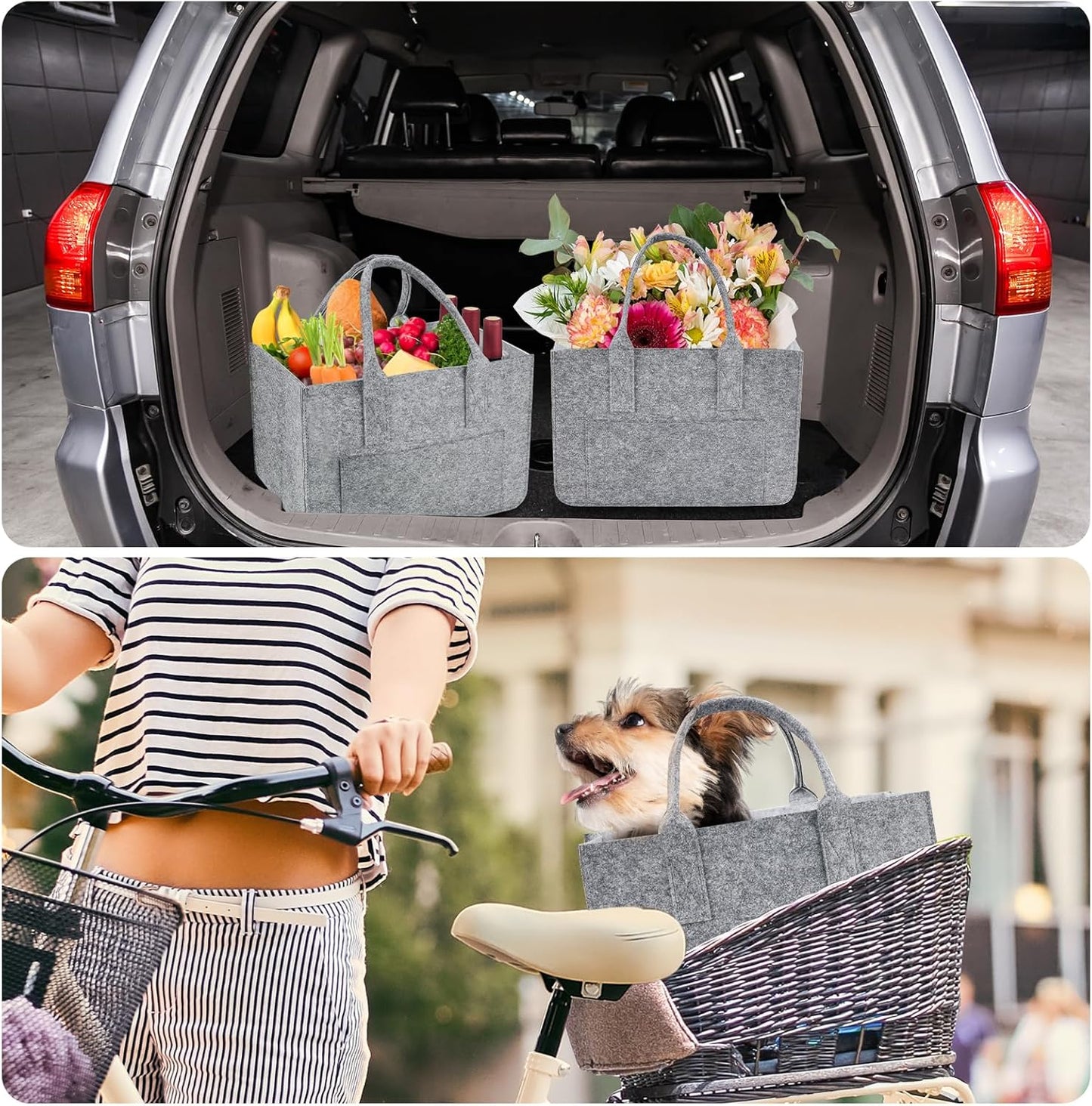2 Stück Filztasche mit herausnehmbaren Fächern, Hellgrau/2 Stücke
