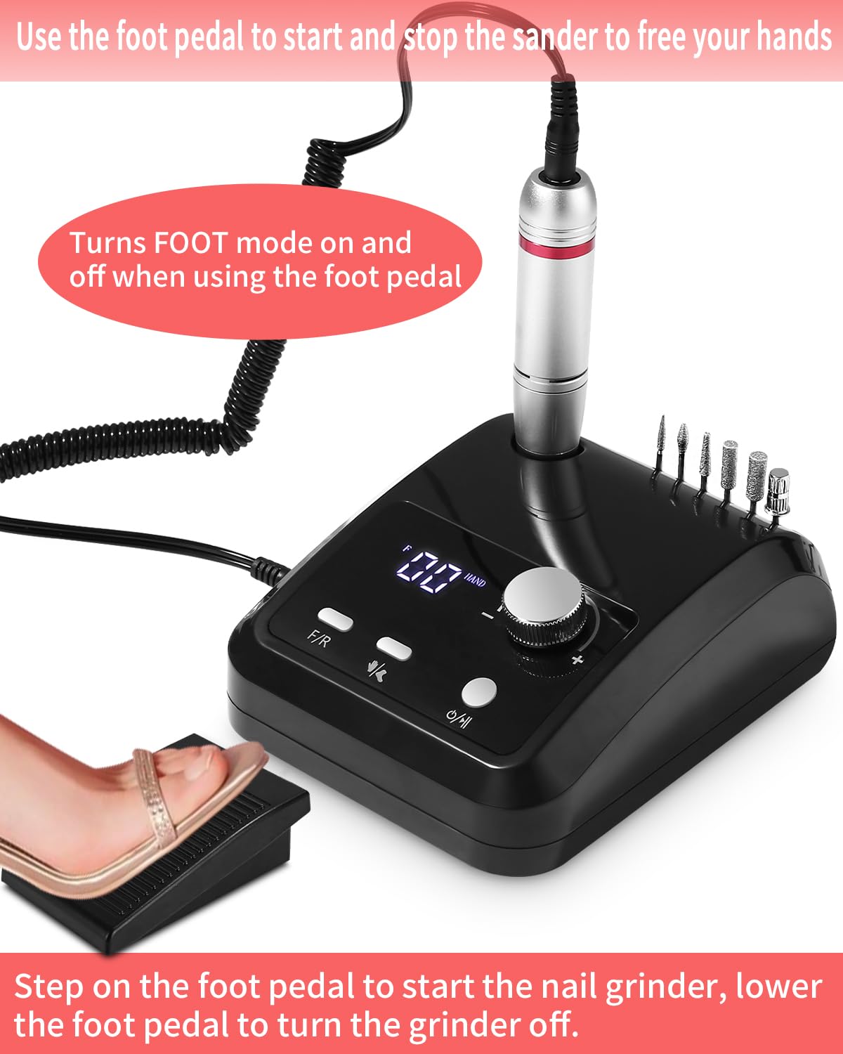 Elektrische Nagelfräser für Maniküre & Pediküre, Schwarz