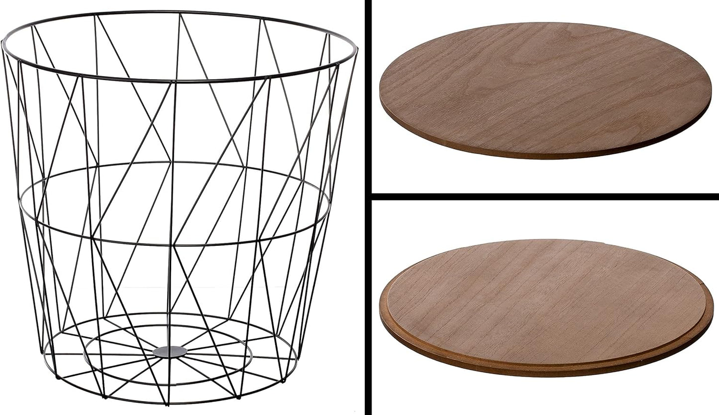 3er-Set Beistelltisch, 3er Set Schwarz/Holz Dunkel