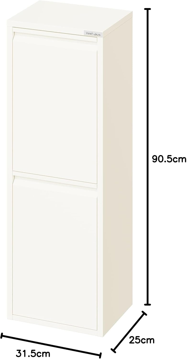 Küchen-Abfalleimer System, Creme Weiss 2 X 15 L