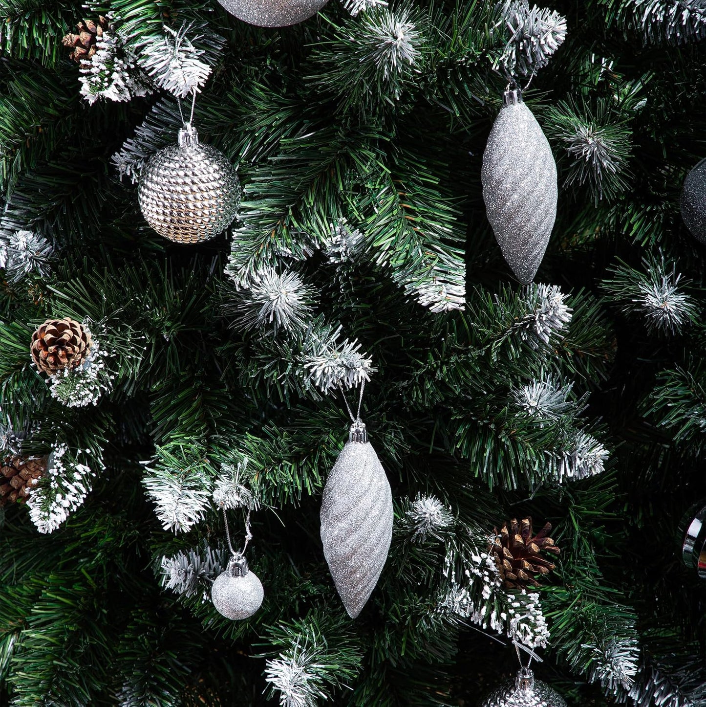 Künstlicher Weihnachtsbaum 180 cm mit Holzständer, 180 cm Kiefer Natur-weiss Beschneit