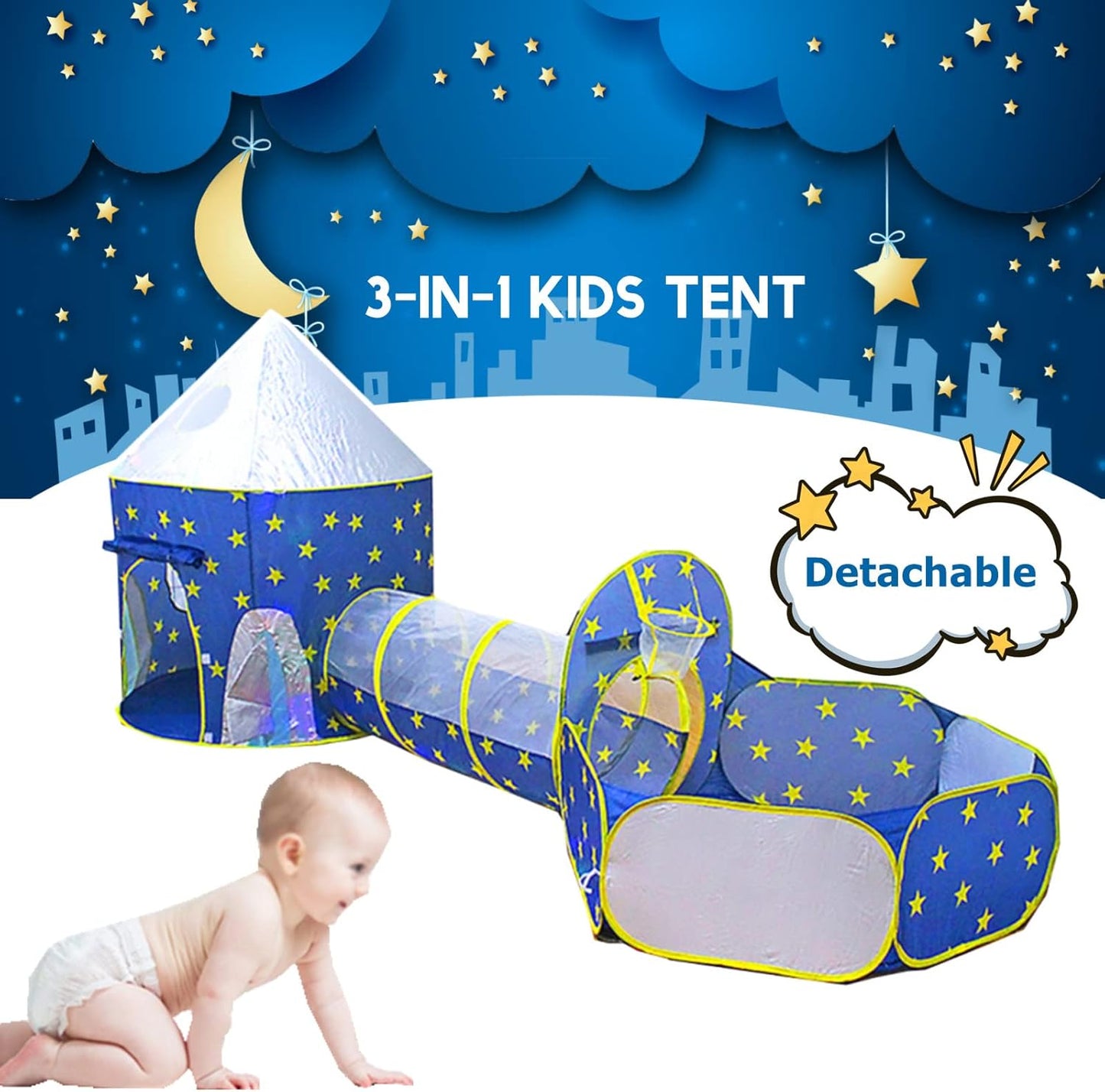 3-in-1 Blue Rocket Tunnelzelt, Blaue Rakete