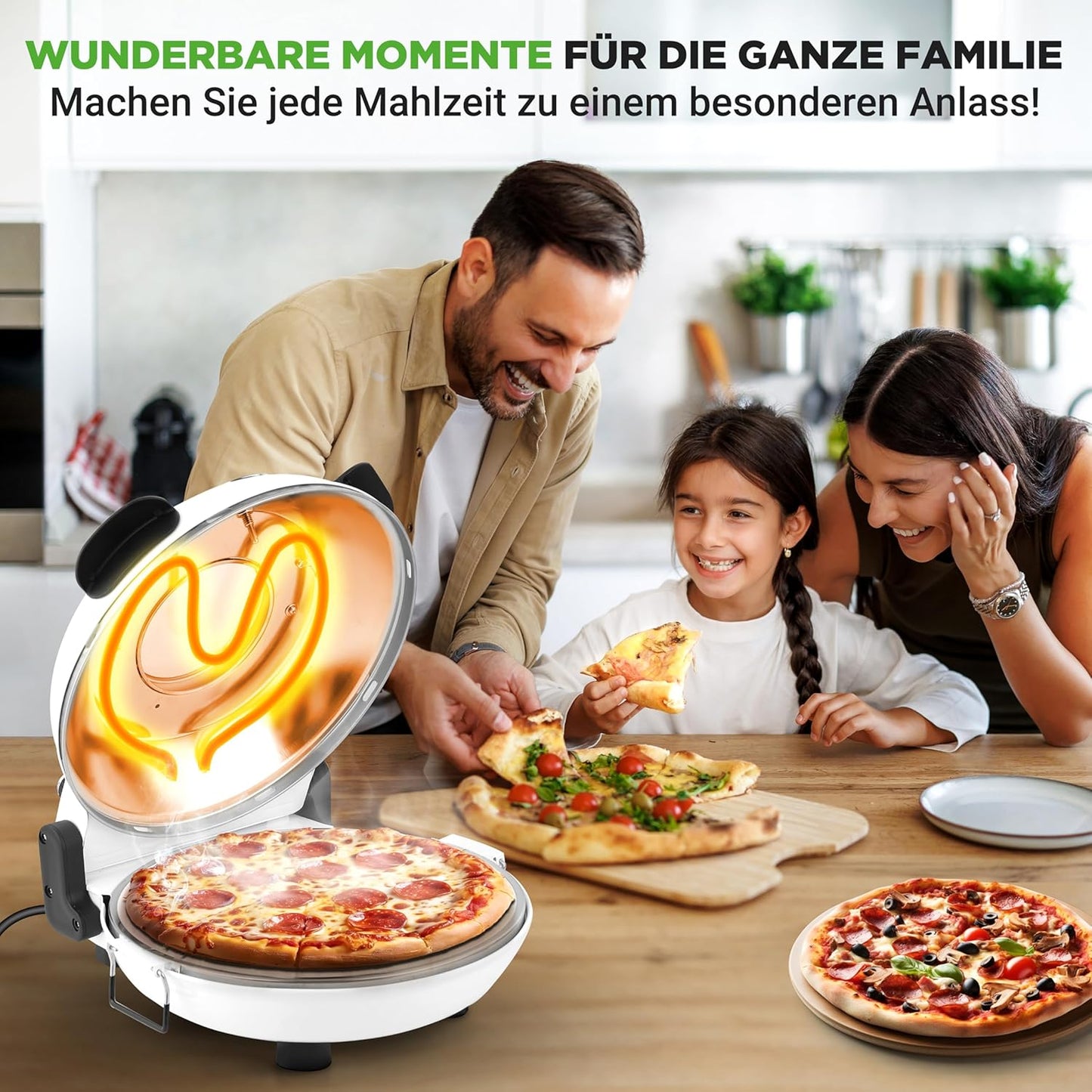 Pizzaofen mit Pizzastein, White