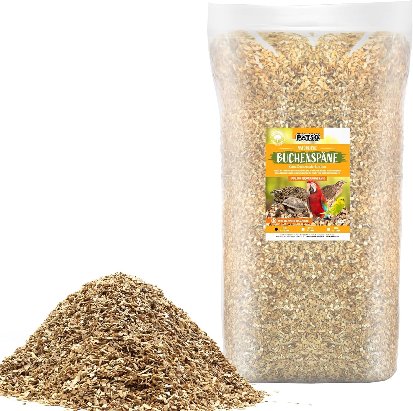 Buchenspäneeinstreu für Terrarium (15kg), FEIN 2,5-3,5mm