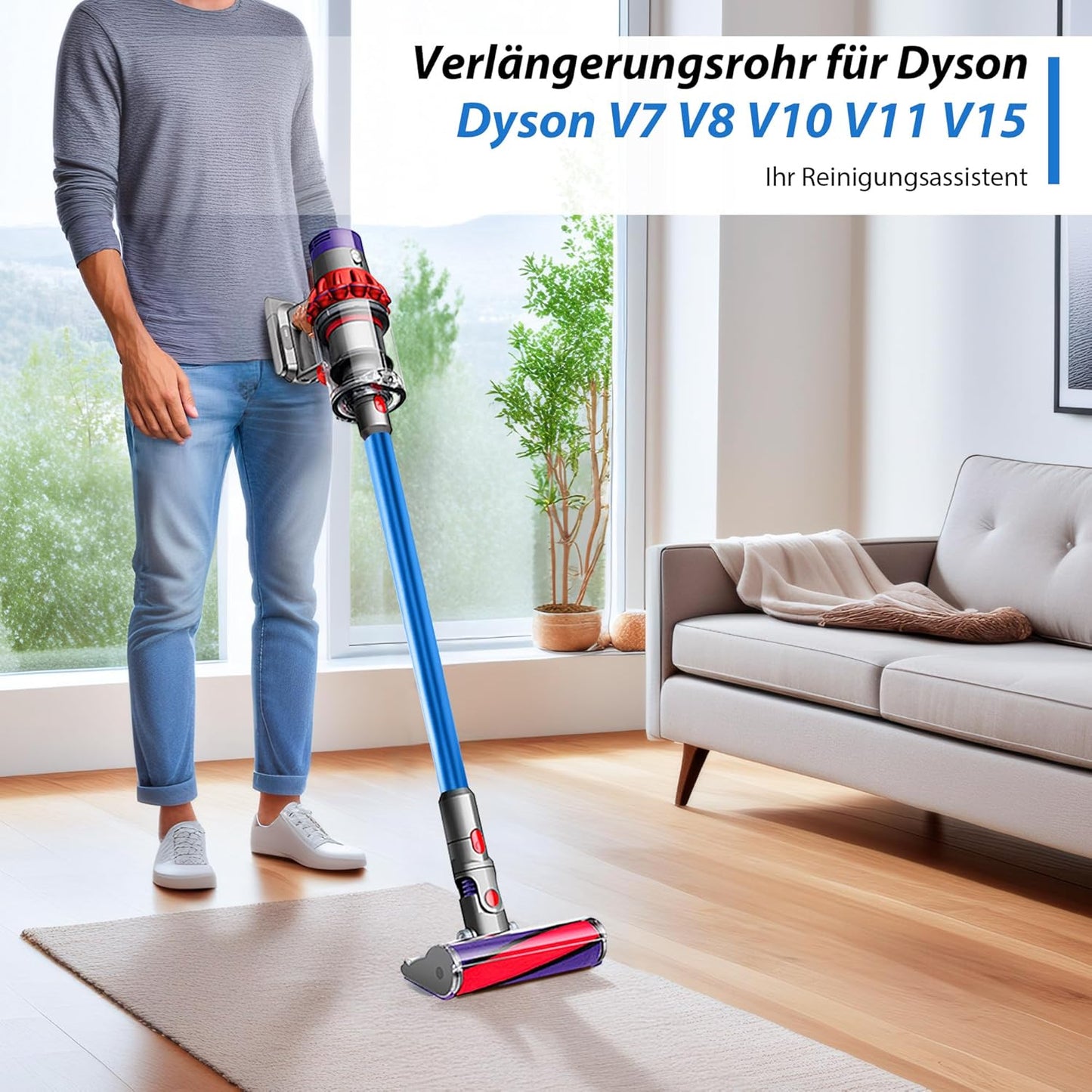 Teleskop-Verlängerungsrohr für Dyson Staubsauger, Blau