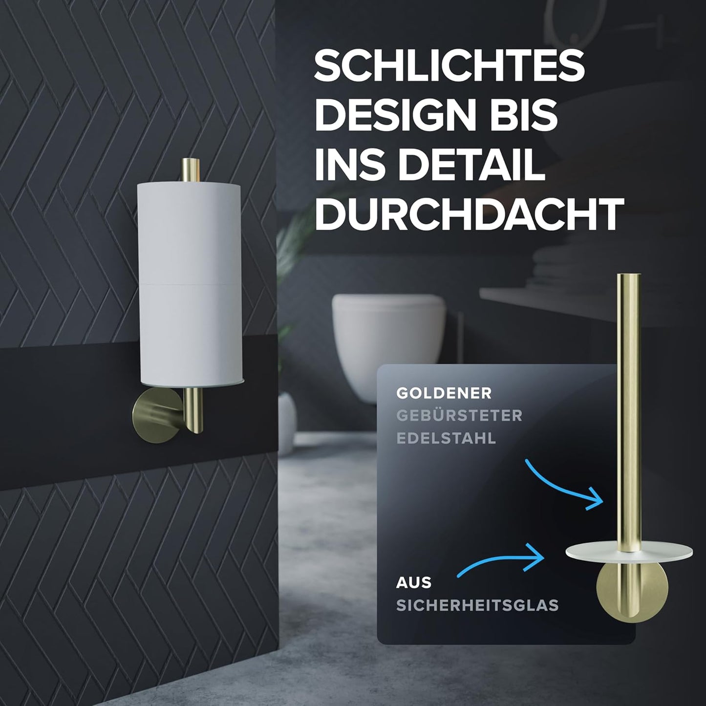 Toilettenpapierhalter, Gold Zum Kleben