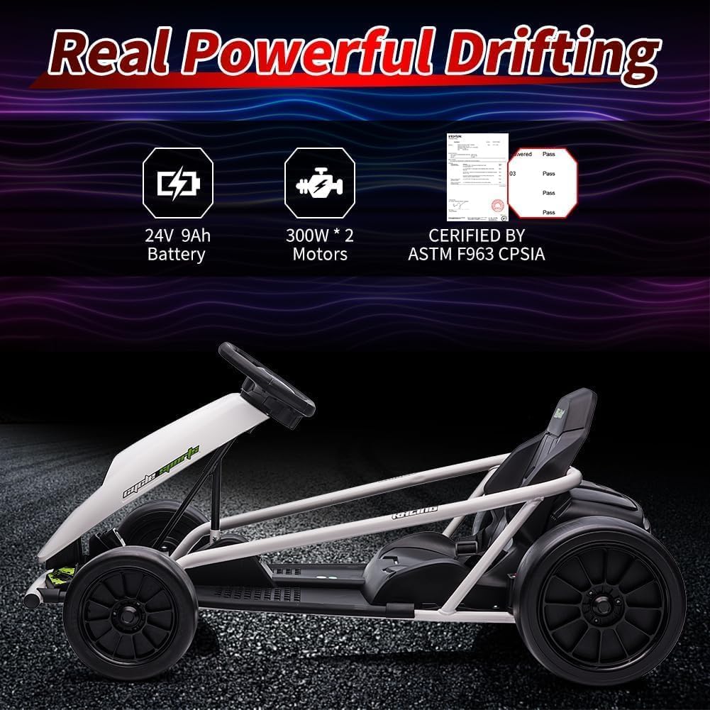 Elektrisches Drift-Kart für Kinder, Weiss