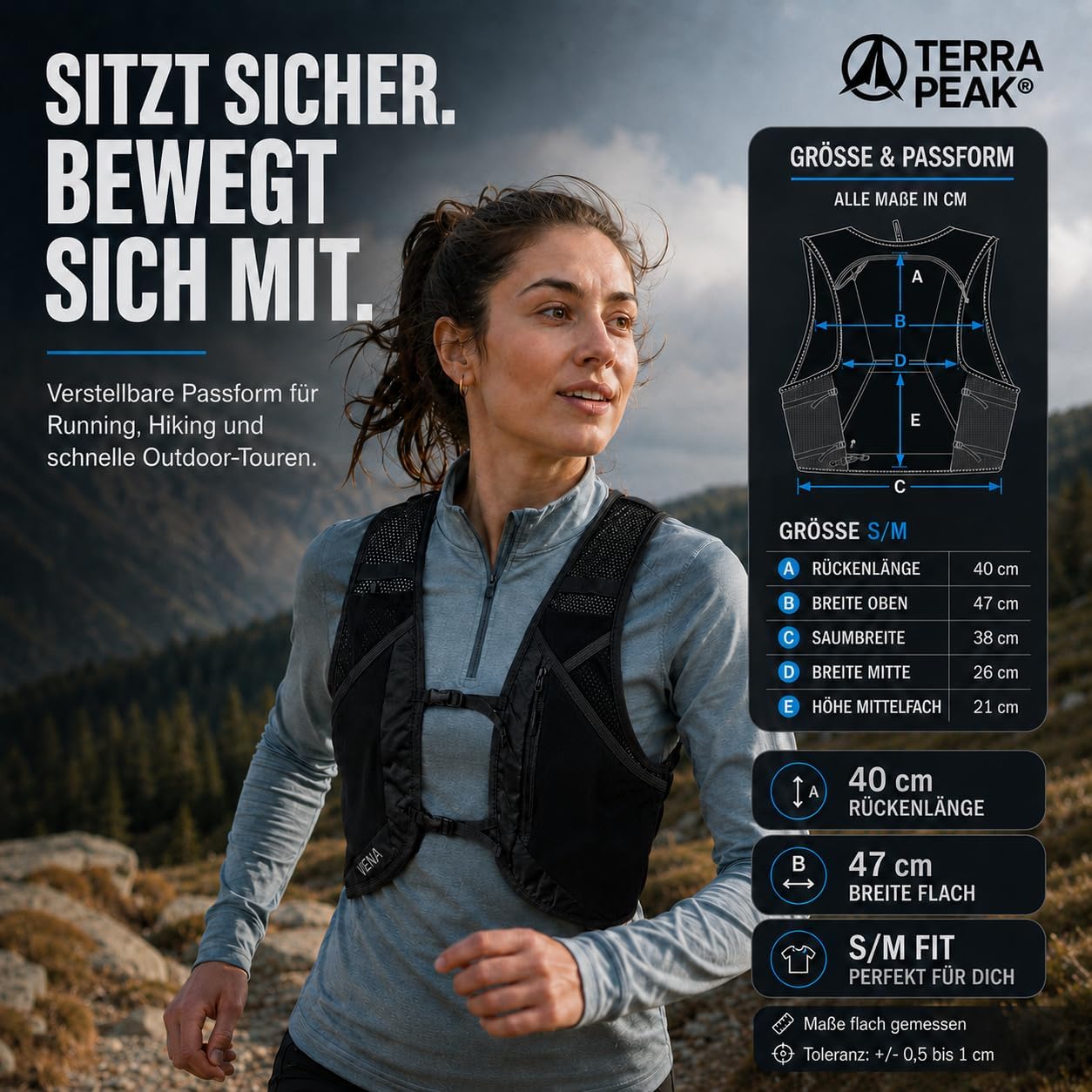 Vena Laufweste mit Trinkflasche und Trinkblasenfach