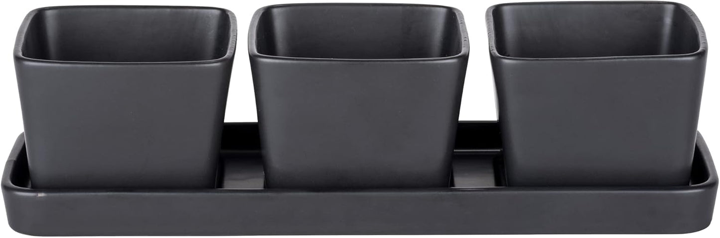 Snack & Dip Schalen Set, Schwarz 30 x 10 x 8 cm