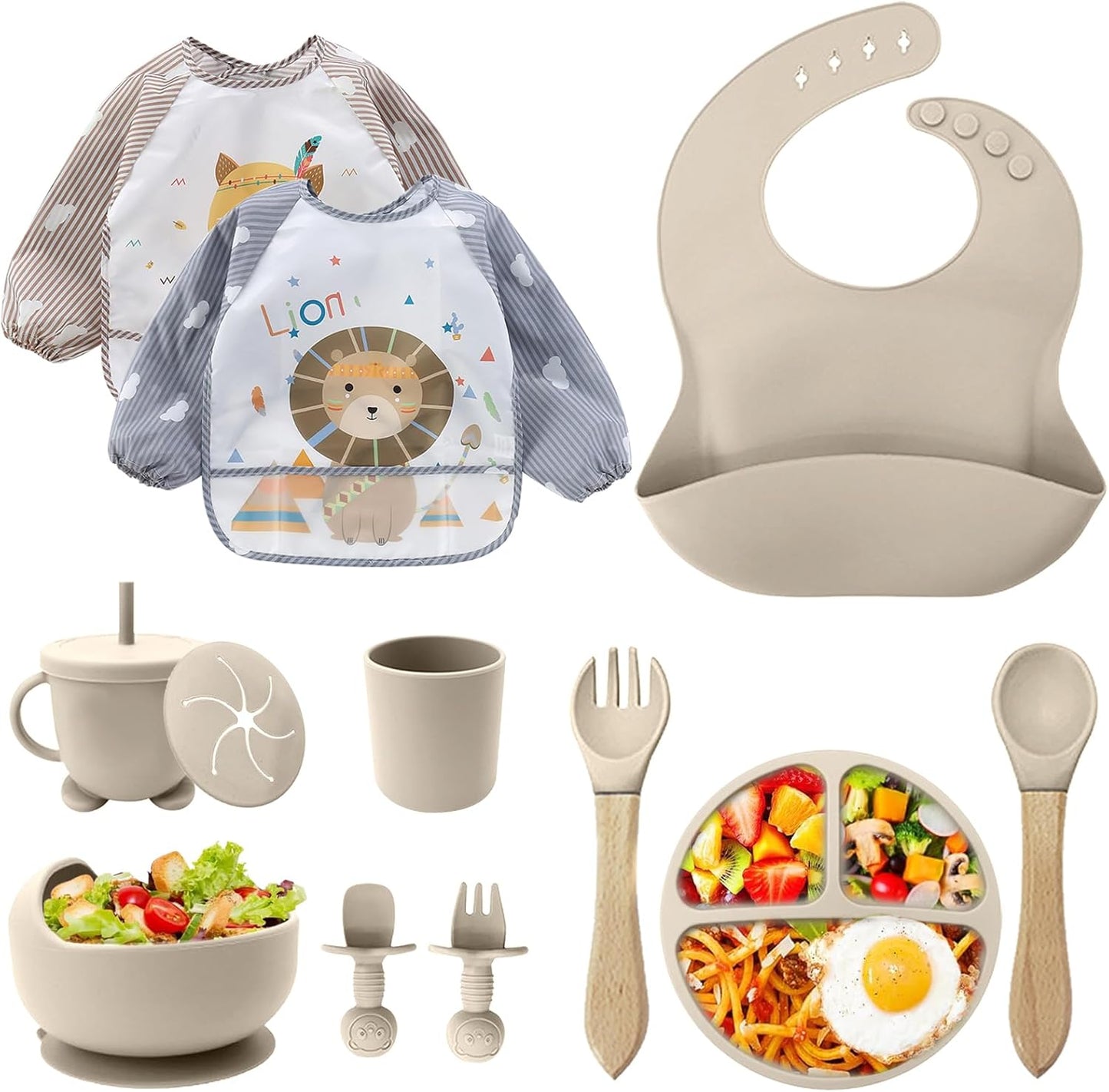 12-teiliges Baby-Geschirrset, Beige