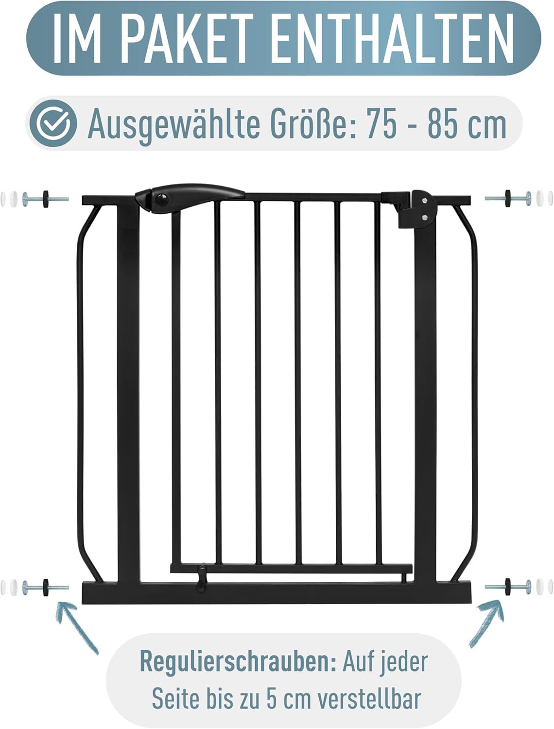 Treppenschutzgitter Berrin, 75-85 cm, ohne Bohren, 75 - 85 cm
