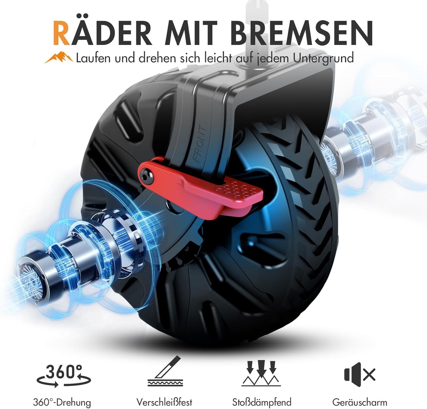 Faltbarer Bollerwagen mit Bremse und Seitentasche, Upgrade Schwarz