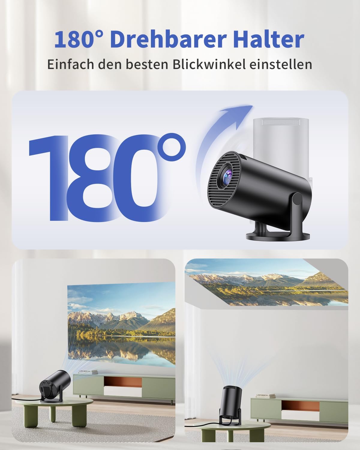 Mini Beamer Y4PRO mit Wi-Fi6/Bluetooth, 1080P-Unterstützung, Schwarz