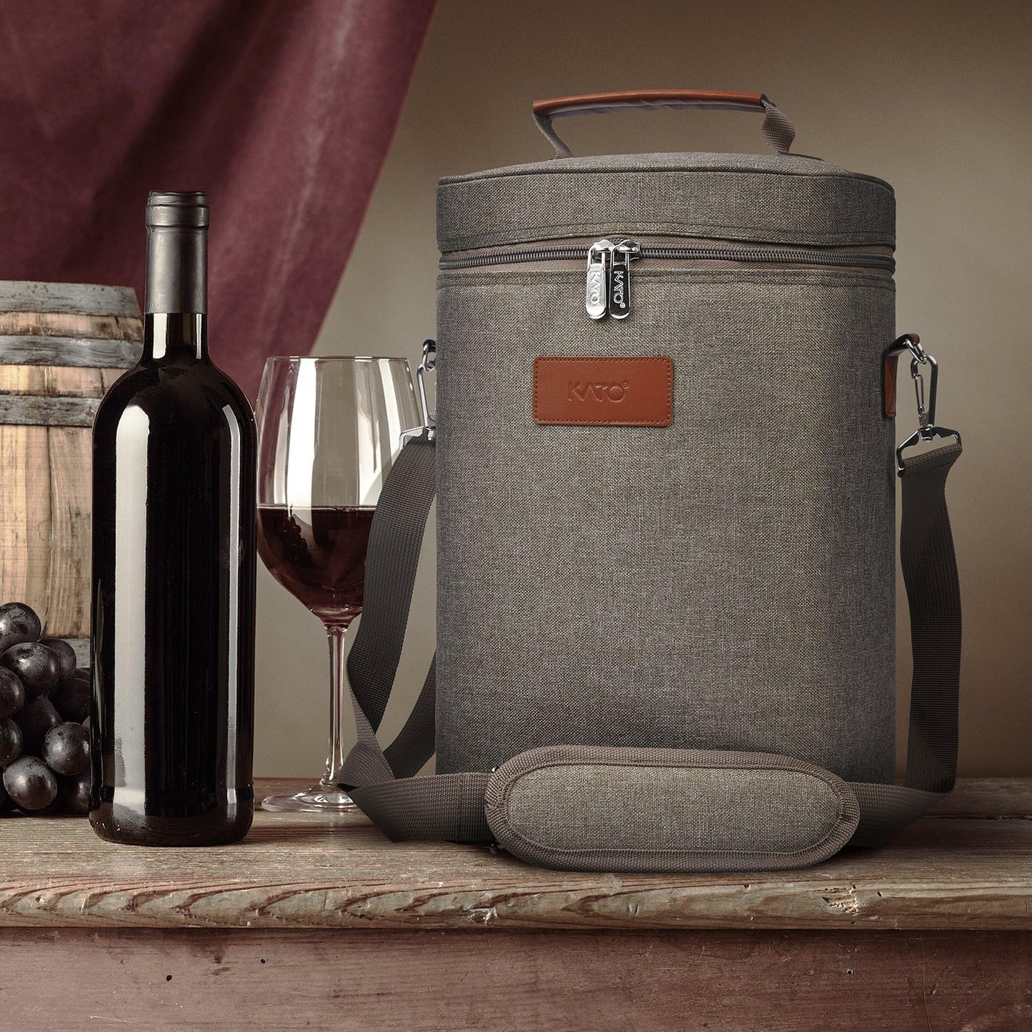 Isolierte Weinkühltasche für 4 Flaschen, Kühlschrank für 4 Flaschen - Grau