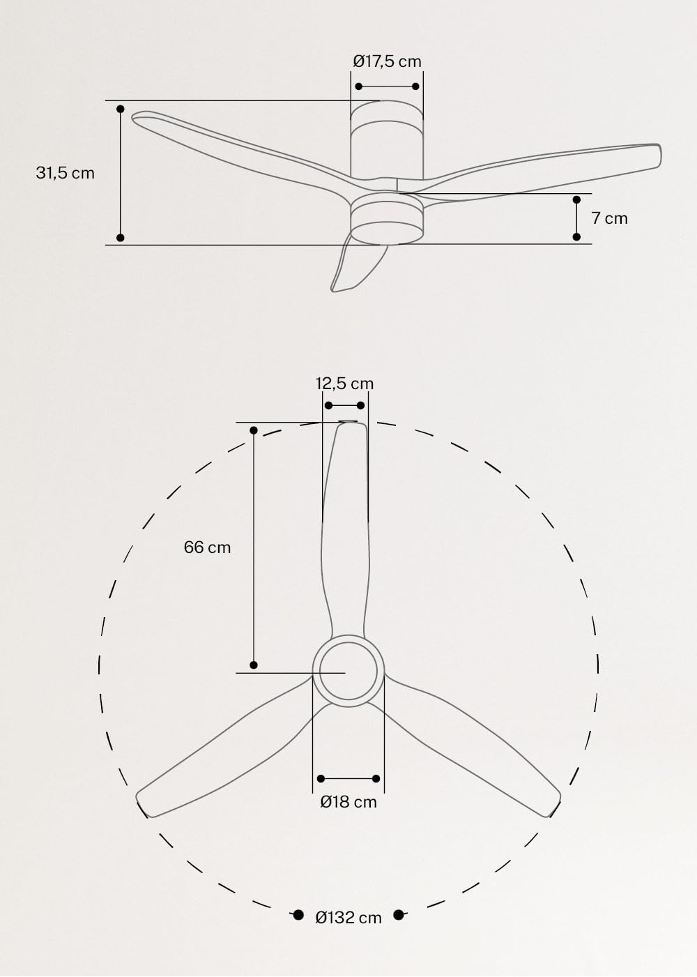 Deckenventilator mit Licht & Fernbedienung 132 cm, Mit Licht Naturfarbenes Holz