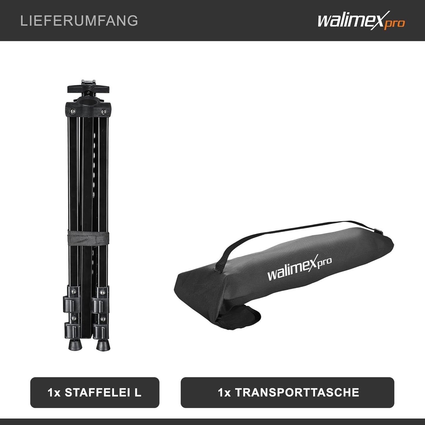 Leinwandstaffelei aus Aluminium (50-165 cm) inkl. Tasche, schwarz L (max 165 cm), Single