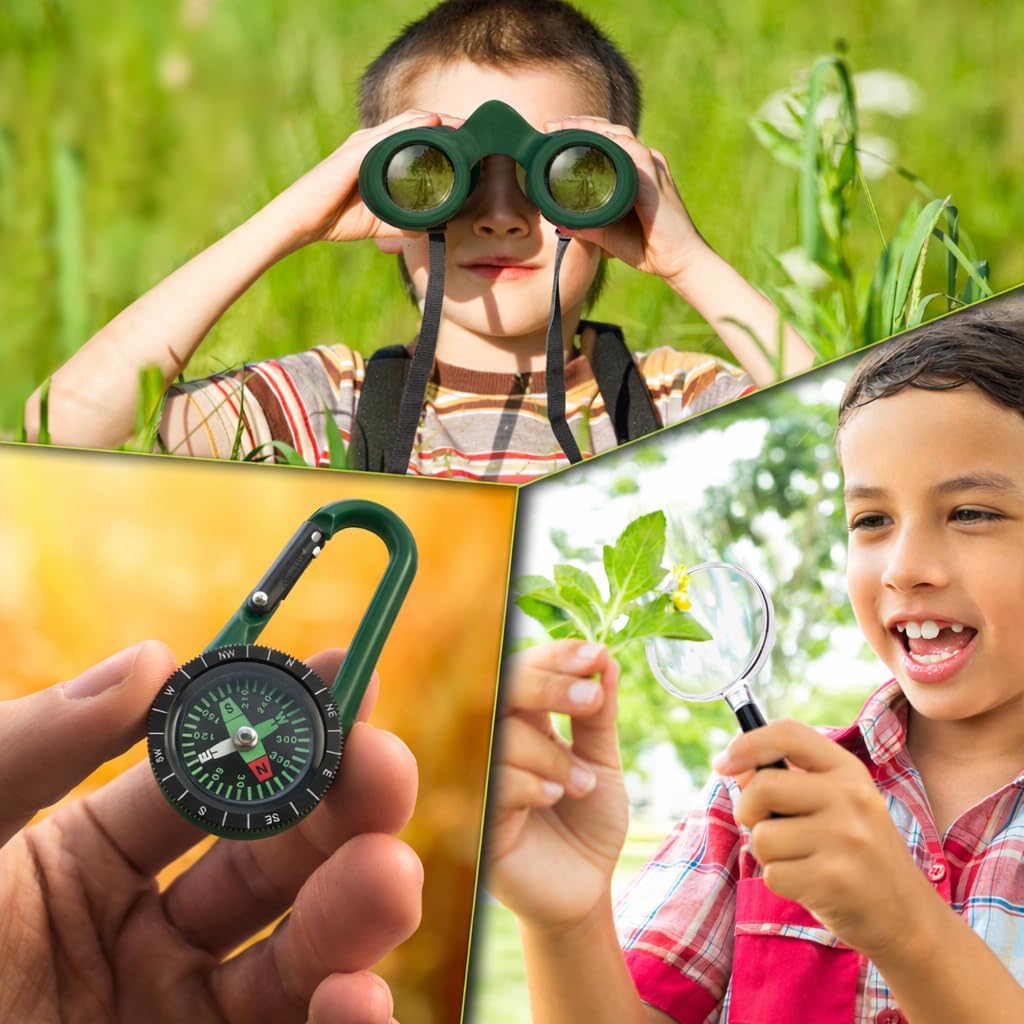 Fernglas für Kinder inklusive Lupe & Kompass, dunkelgrün