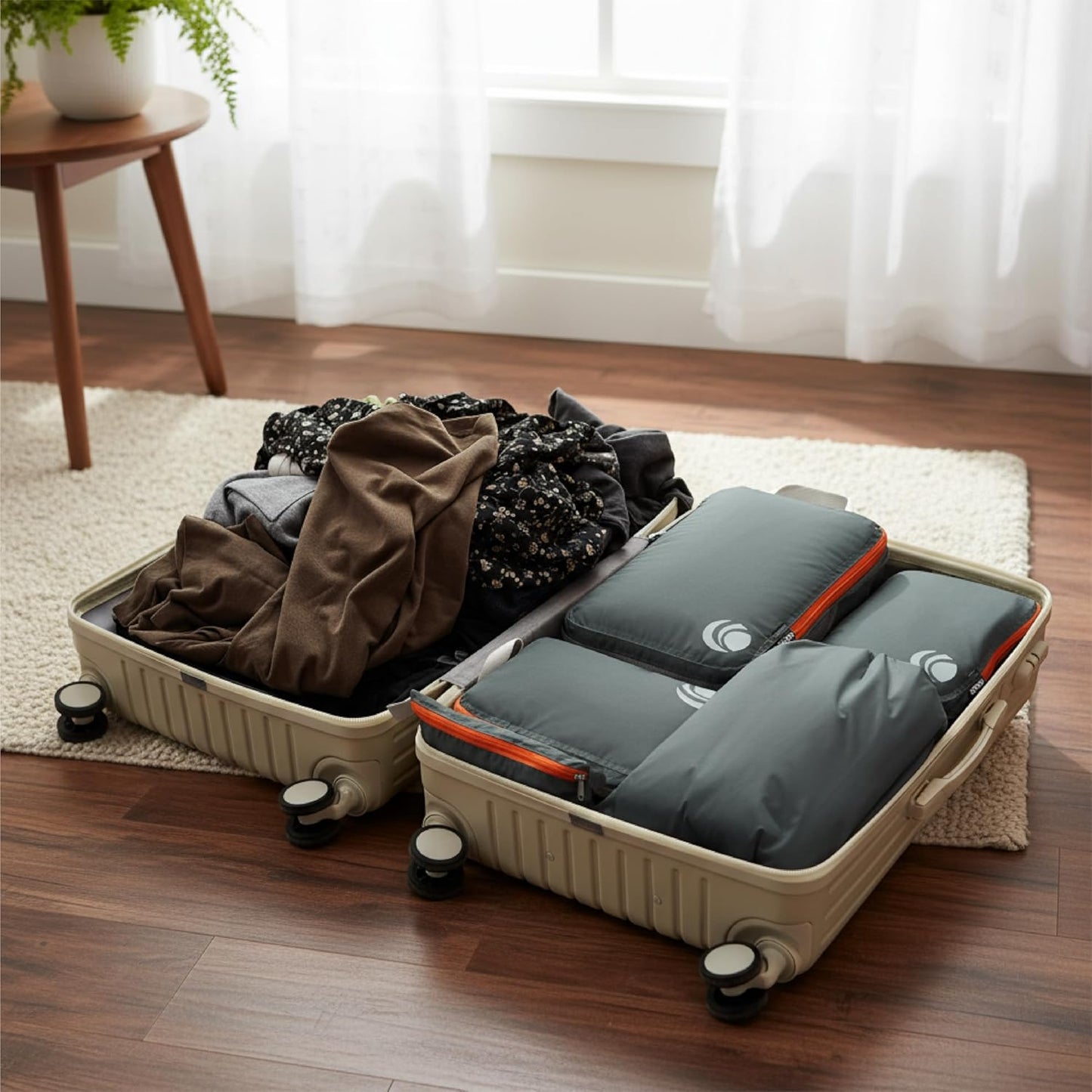 Kompressions-Packwürfel-Set für Reisen (5-teilig), 5PCS Grey