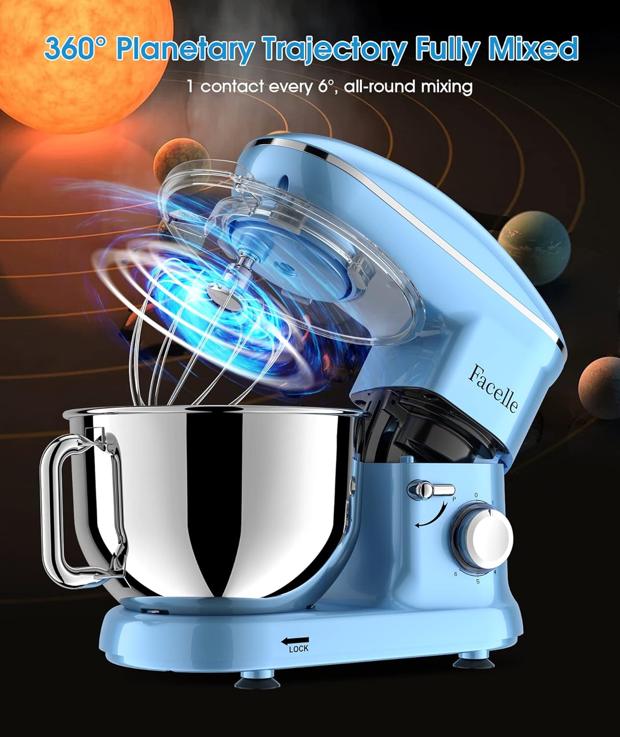 Küchenmaschine mit Edelstahl-Schüssel, Blau