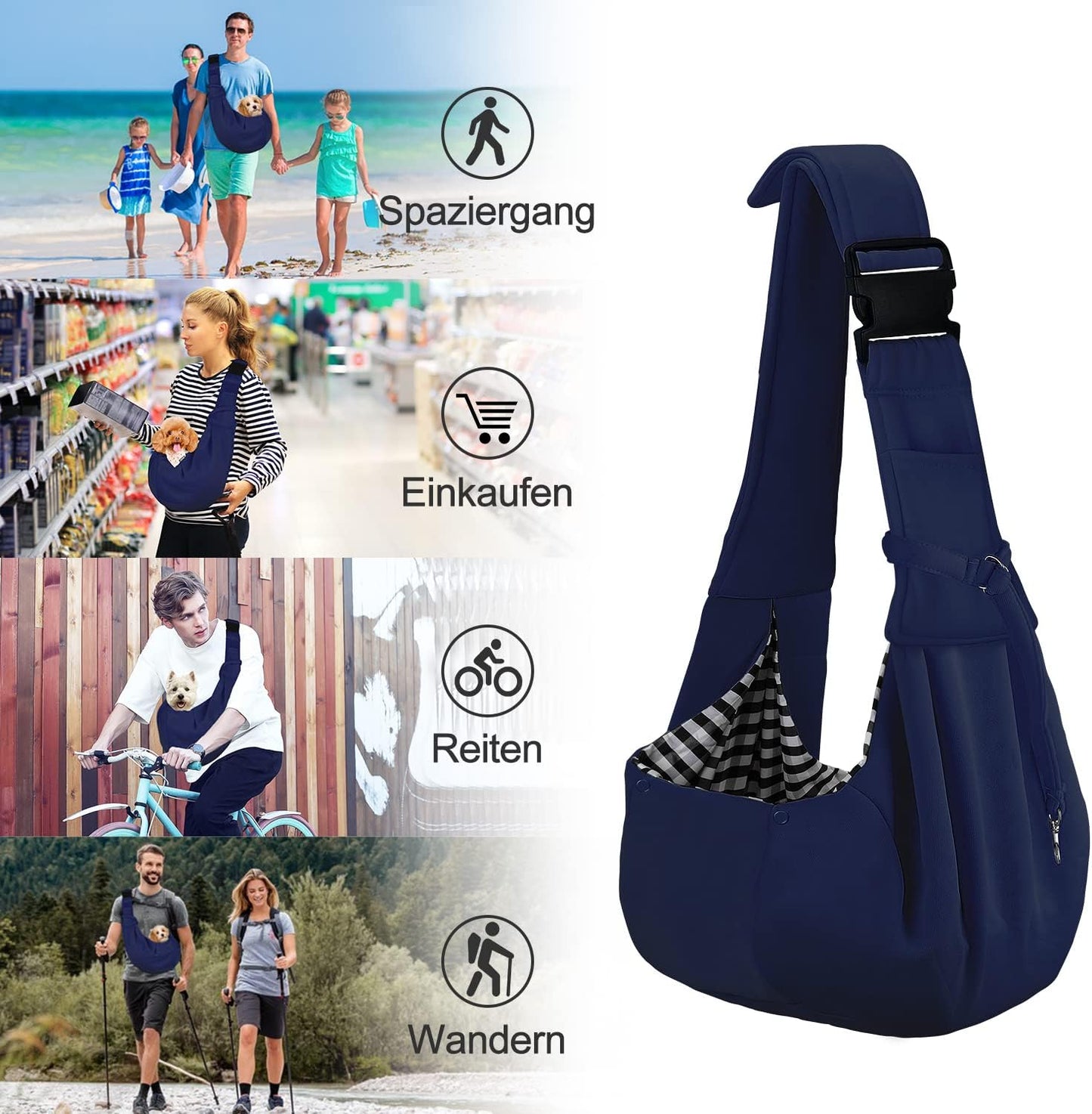 Hunde-Tragetuch, einstellbar & reversibel, Blau