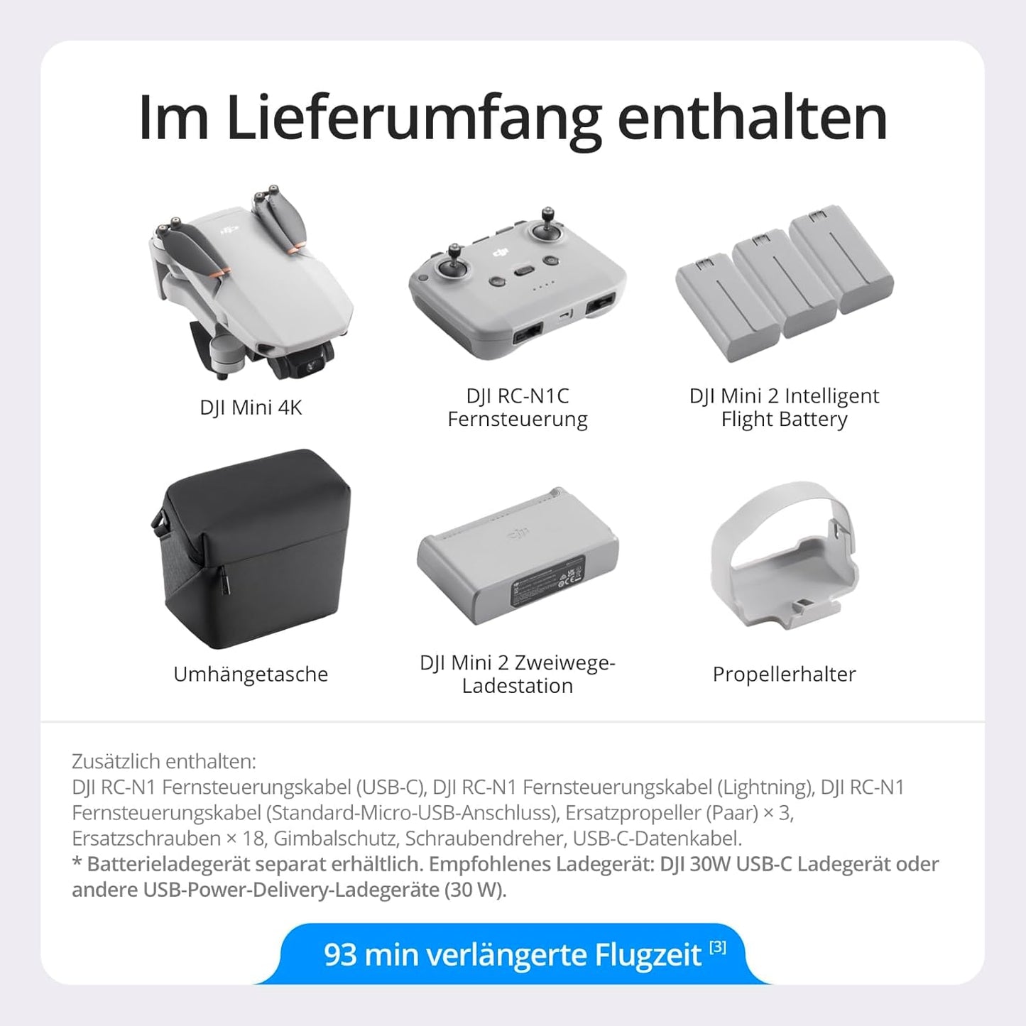 Mini 4K Fly More Combo, Mini 4K Fly More Combo (93min Flugzeit)