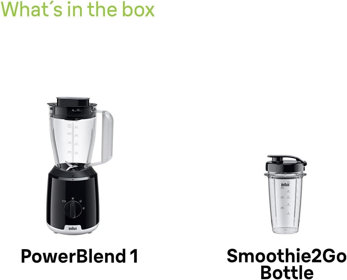 Standmixer Power Blend 1 JB1051, Schwarz Glas-Mixaufsatz