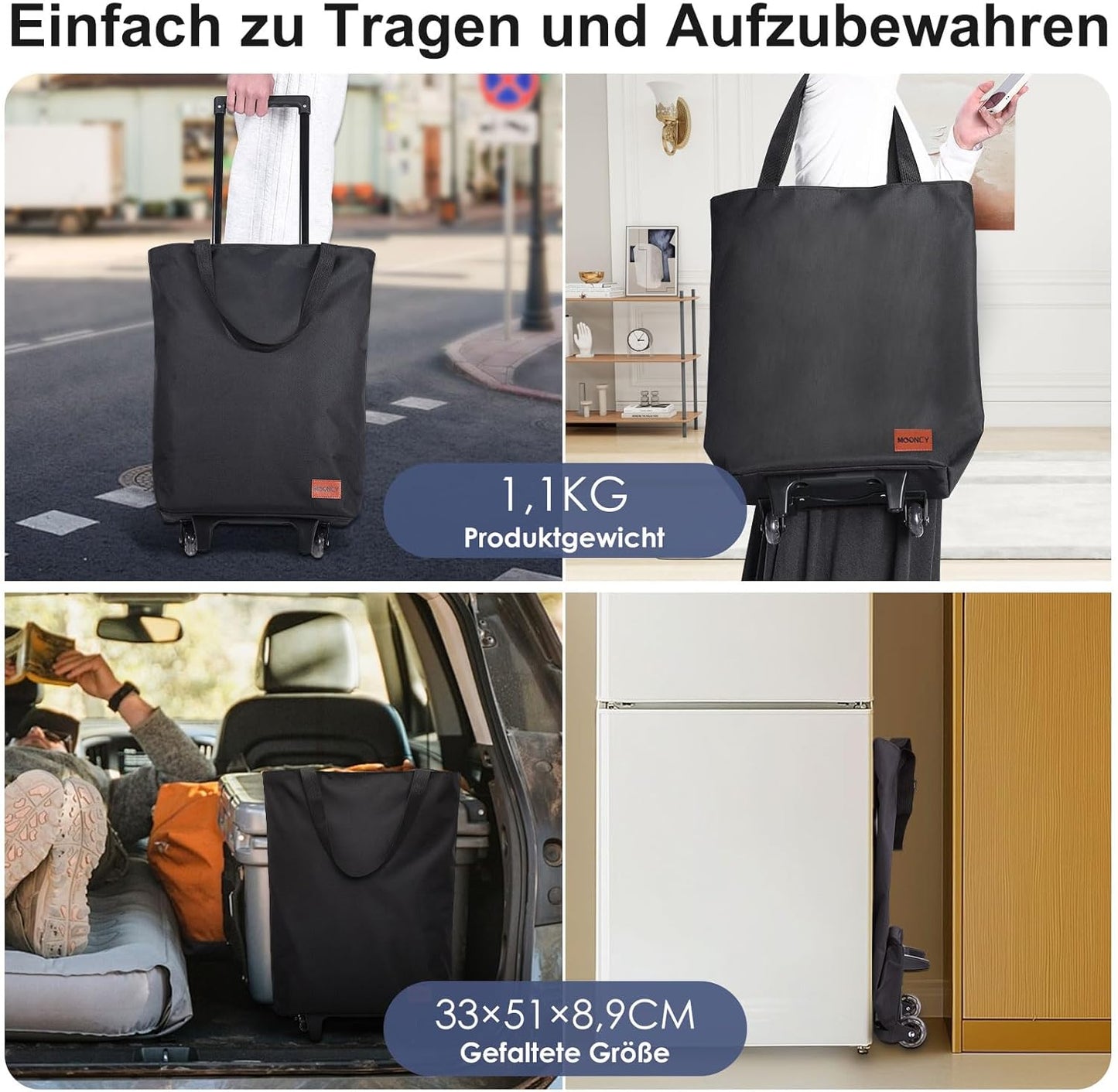 2in1 Einkaufstrolley, Schwarz