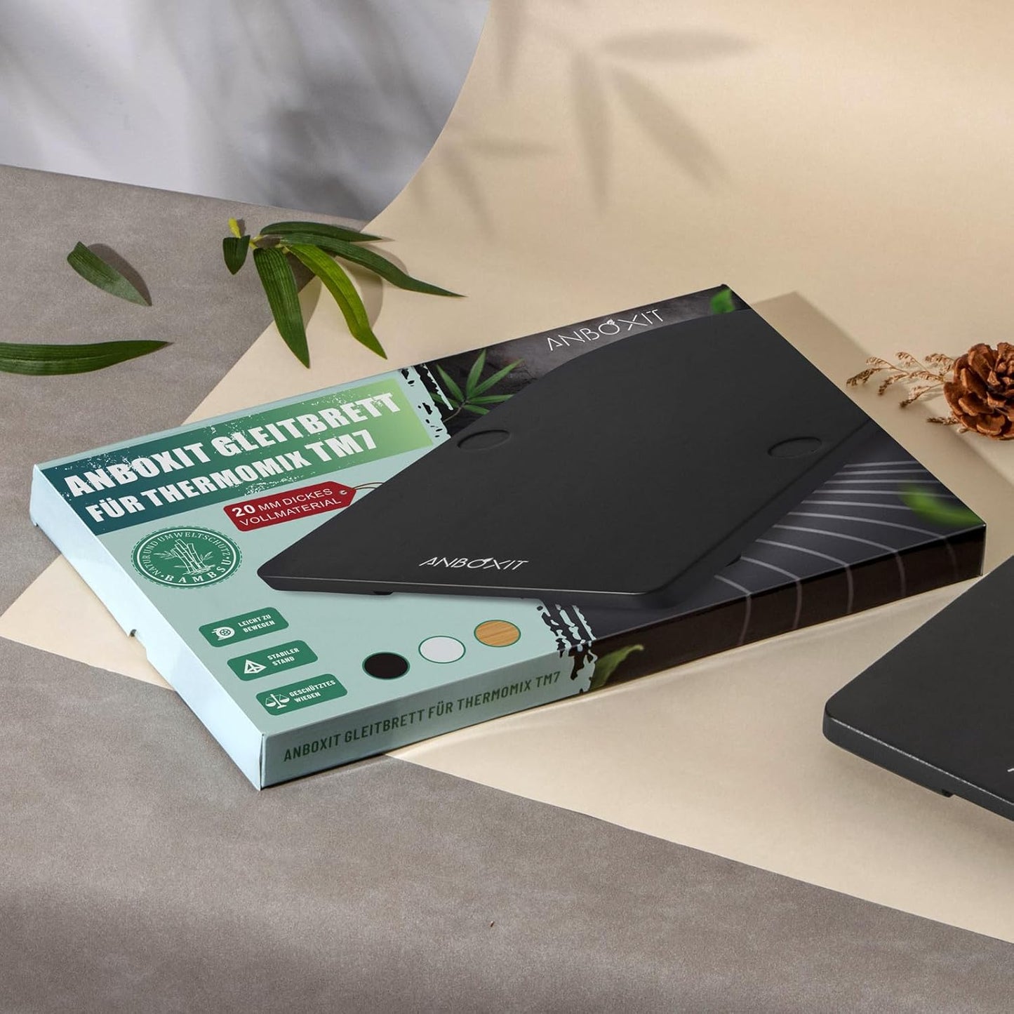 Gleitbrett mit Rollen für Thermomix, Bambus