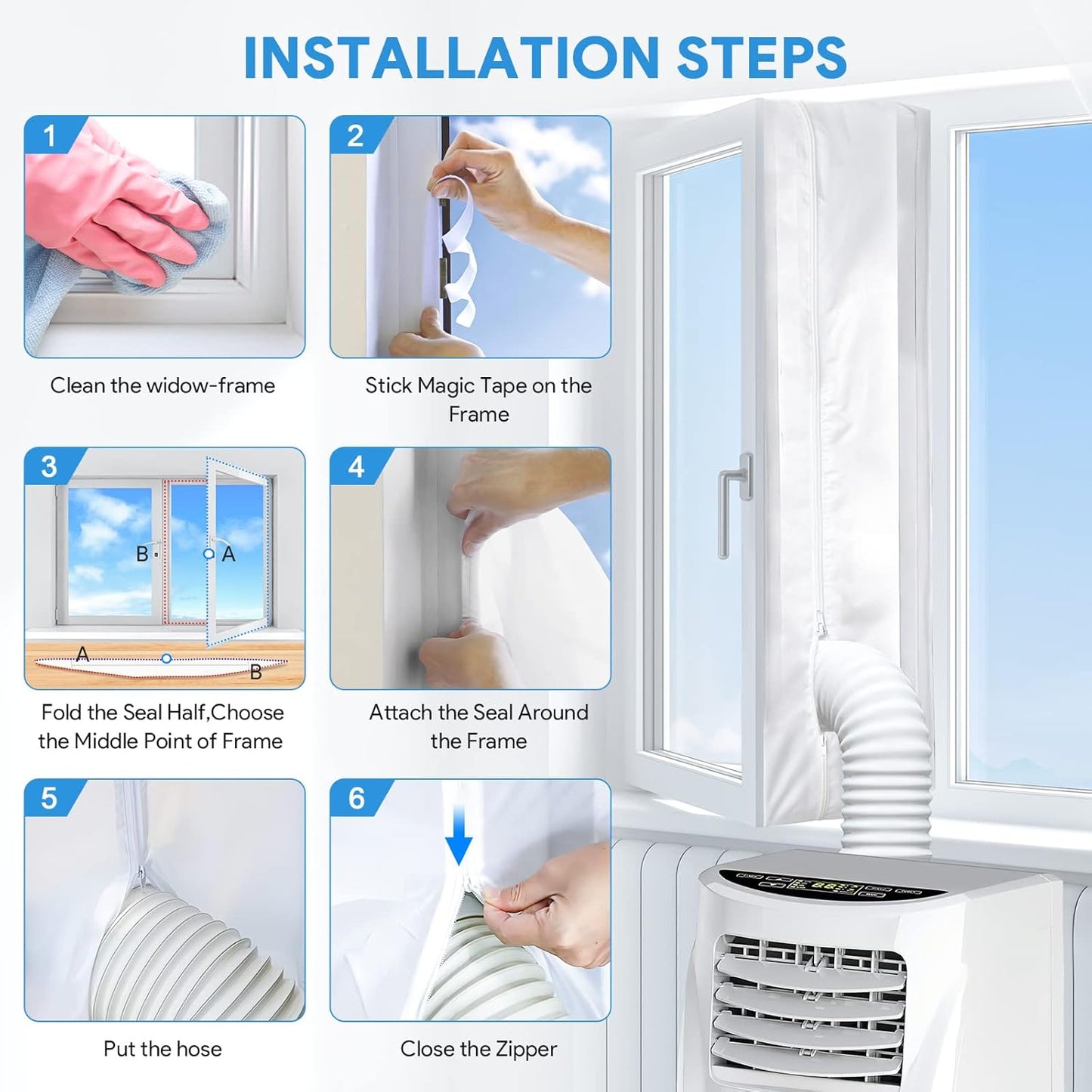 Fensterabdichtung für mobile Klimageräte (400 cm), 400CM