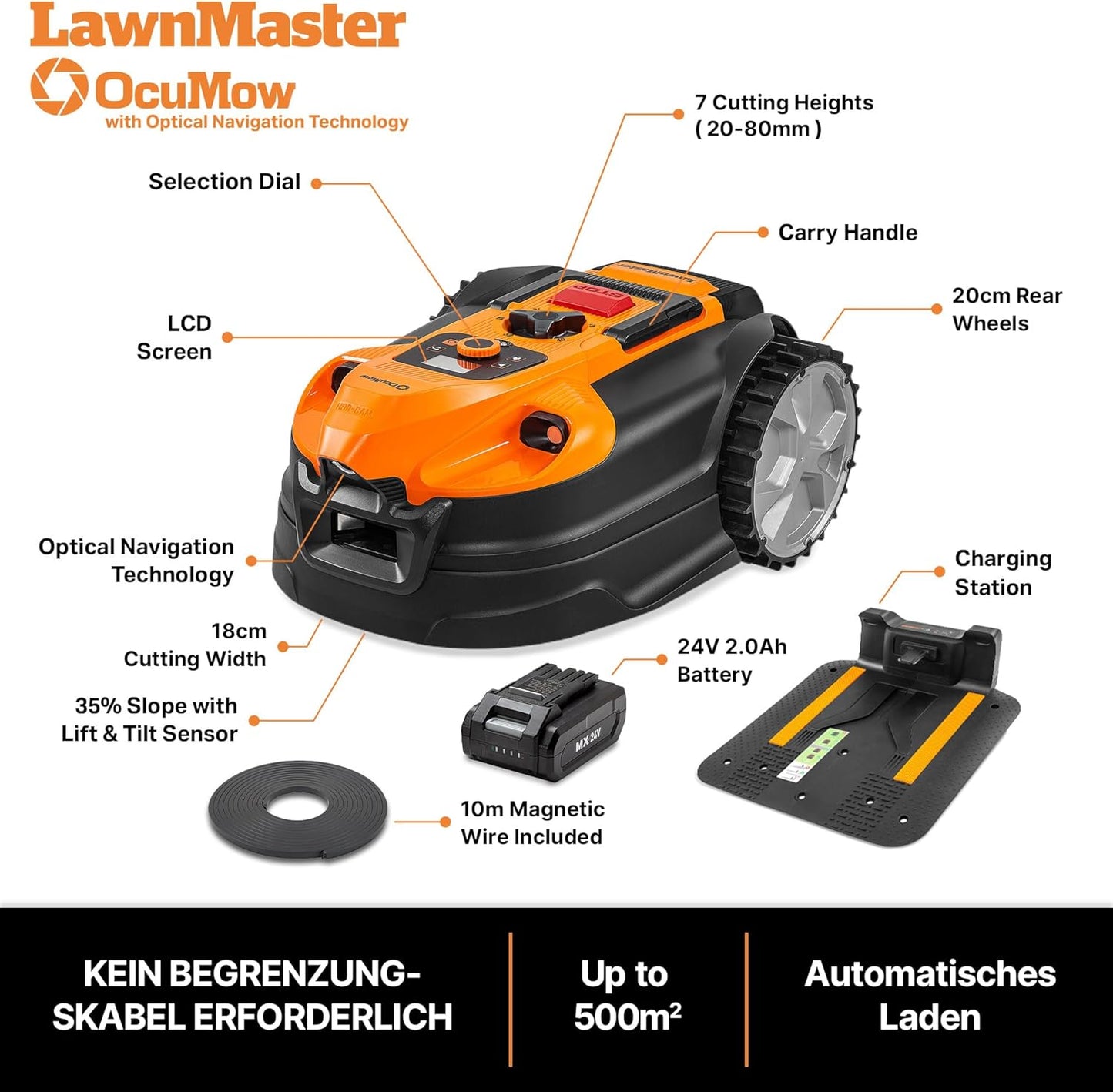 OcuMow18 Mähroboter, Mähroboter 500㎡