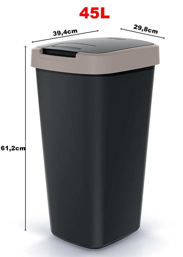 Compacta Q Schwingdeckeleimer, Grau 45L