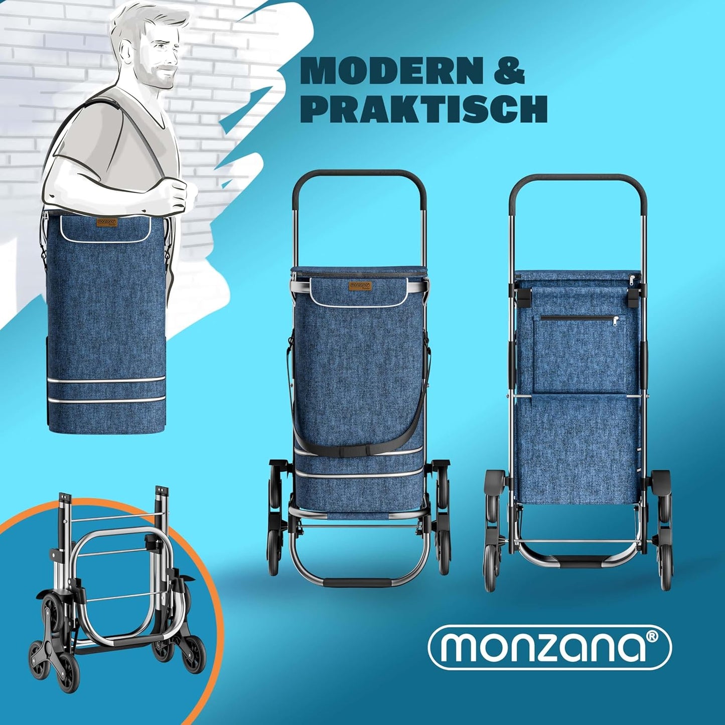 2in1 Einkaufstrolley, Blau