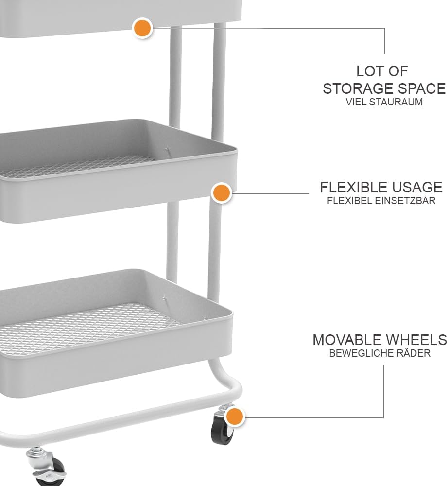 Rollcontainer Tron, Weiss 45,9x78,7x34 cm