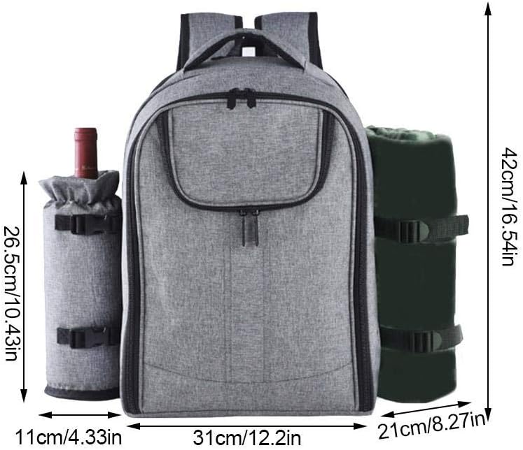 Picknickrucksack mit Kühlfach, Grau 【Kein Pad】