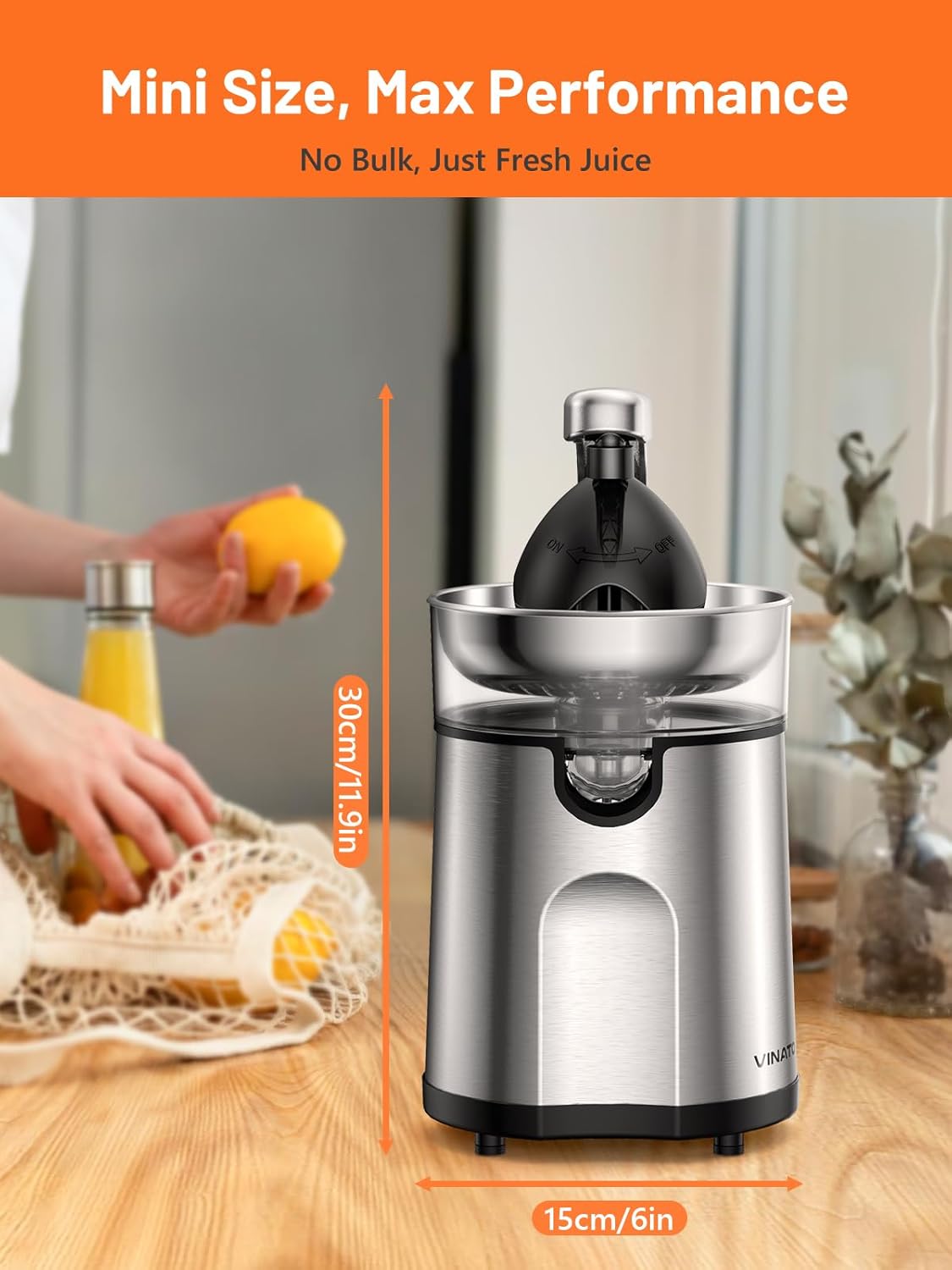 Elektrische Zitruspresse mit 2 Presskegeln, Transparent And Silber