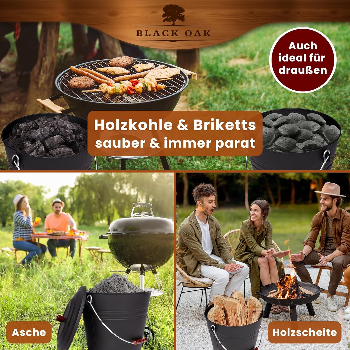 Ascheeimer Katla Set mit Lederhandschuh, Katla 15L Eimer + Lederhandschuh Eimer & Zubehör 2