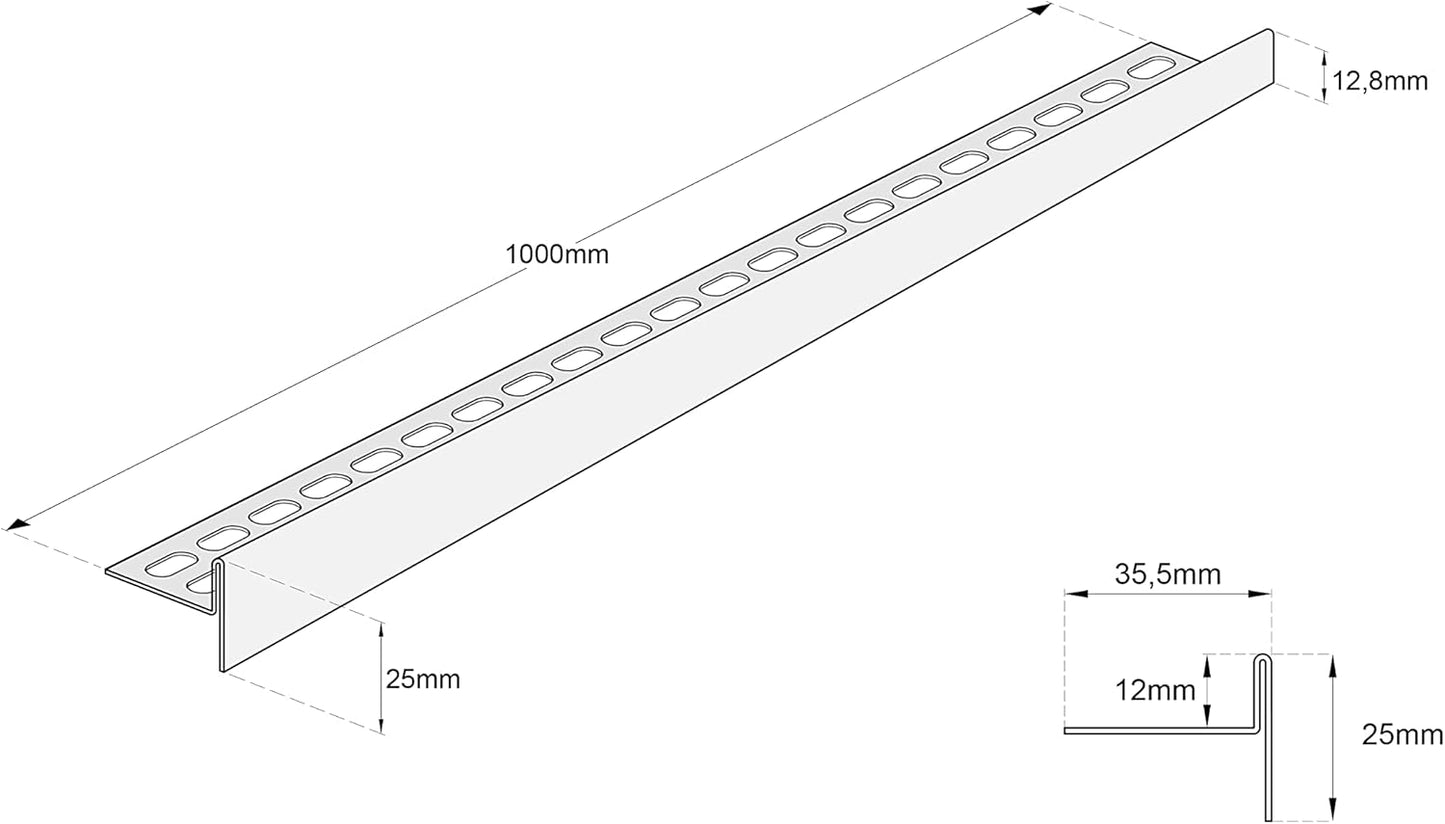 Gefälleprofil für begehbare Dusche (rechts), 100cm x 10/12 mm (Fliese/Kante) Rechts